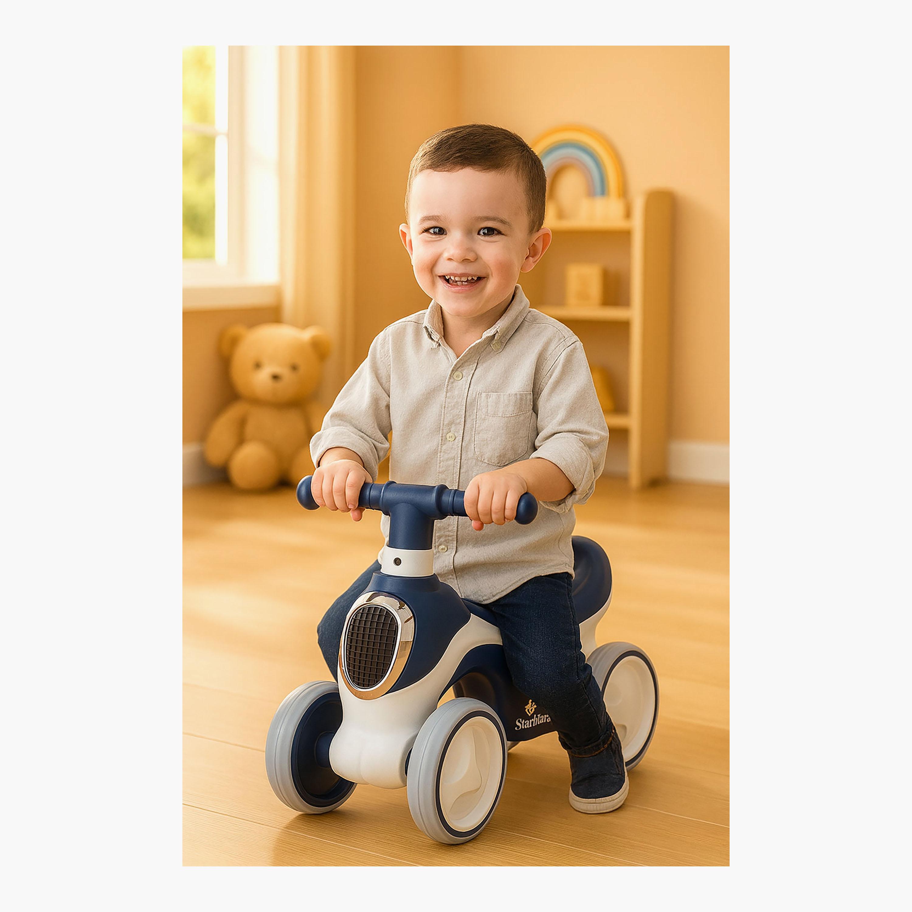 Starmarz Baby 4-Wheel Balance Training Bike with Light & Music - 1-5 Years - Blue & White-toys-outdoor-bikesandrideons-manualrideons-image-2