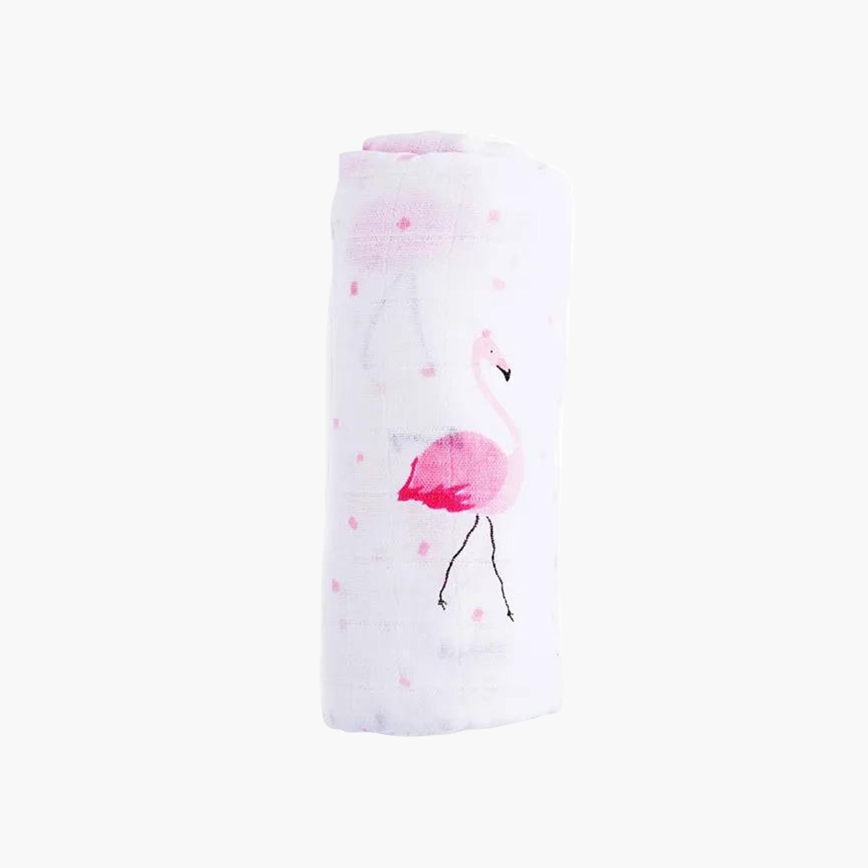 Anvi Baby Organic Bamboo Muslin Swaddle Wrap - Flamingo-baby-nursery-blanketsandswaddles-blanketsandquilts-image-1