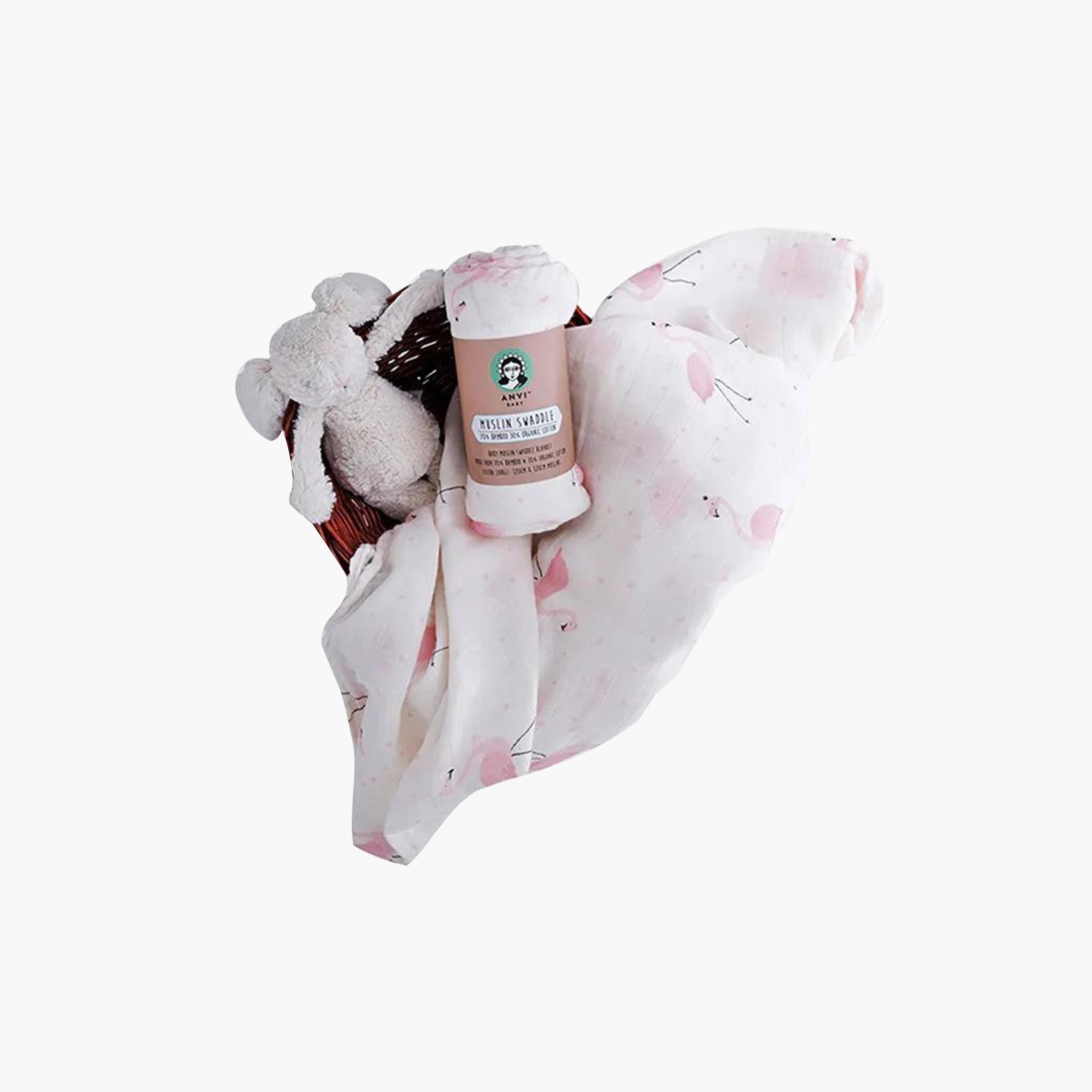 Anvi Baby Organic Bamboo Muslin Swaddle Wrap - Flamingo-baby-nursery-blanketsandswaddles-blanketsandquilts-image-3