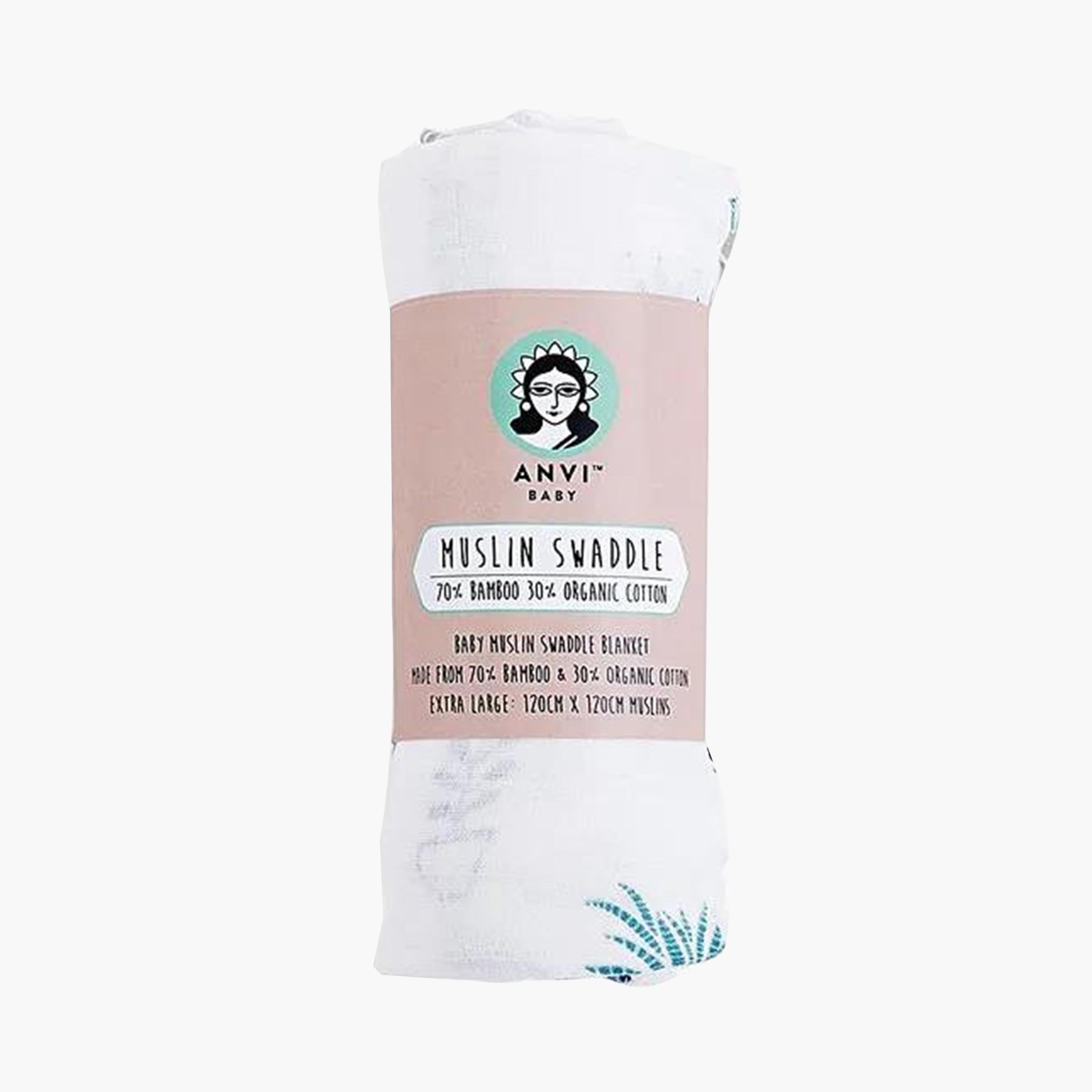Anvi Baby Organic Bamboo Muslin Swaddle Wrap - Cactus-baby-nursery-blanketsandswaddles-blanketsandquilts-image-2