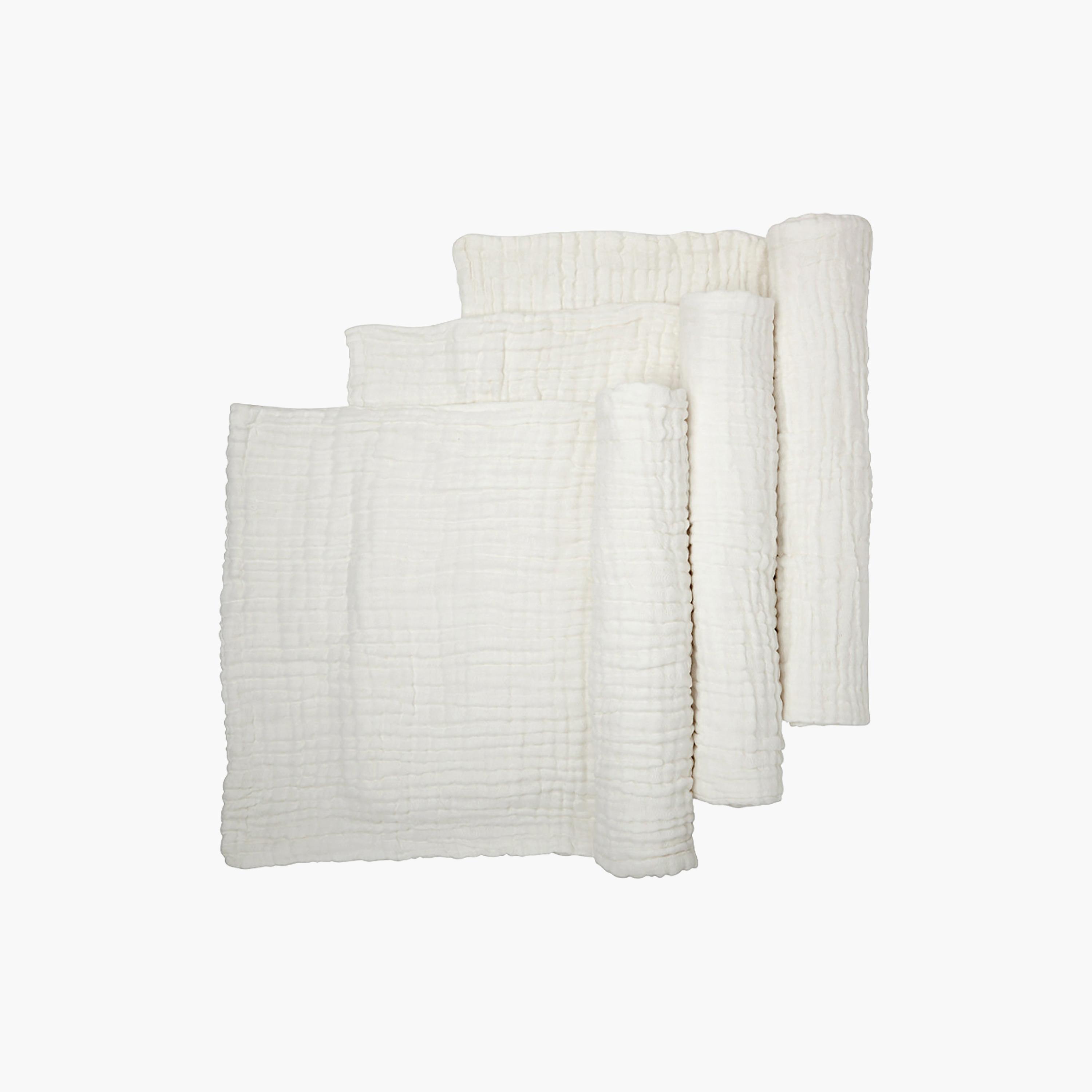 طقم منشفة استحمام موسلين عضوية 3 قطع - أبيض من أنفي بيبي-baby-bathandcare-towels-image-1
