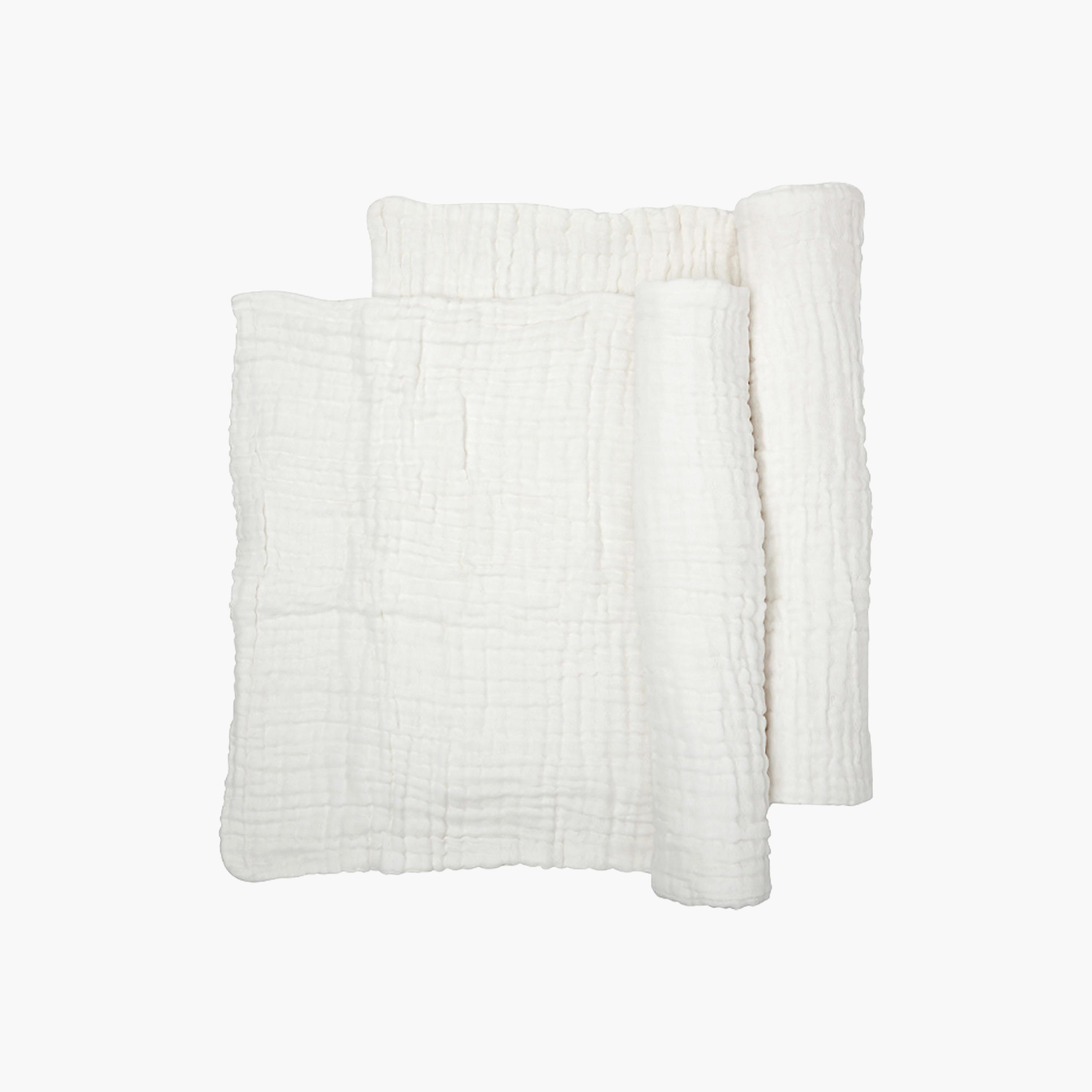طقم منشفة استحمام موسلين عضوية قطعتين - وايت لوتس من أنفي بيبي-baby-bathandcare-towels-image-1