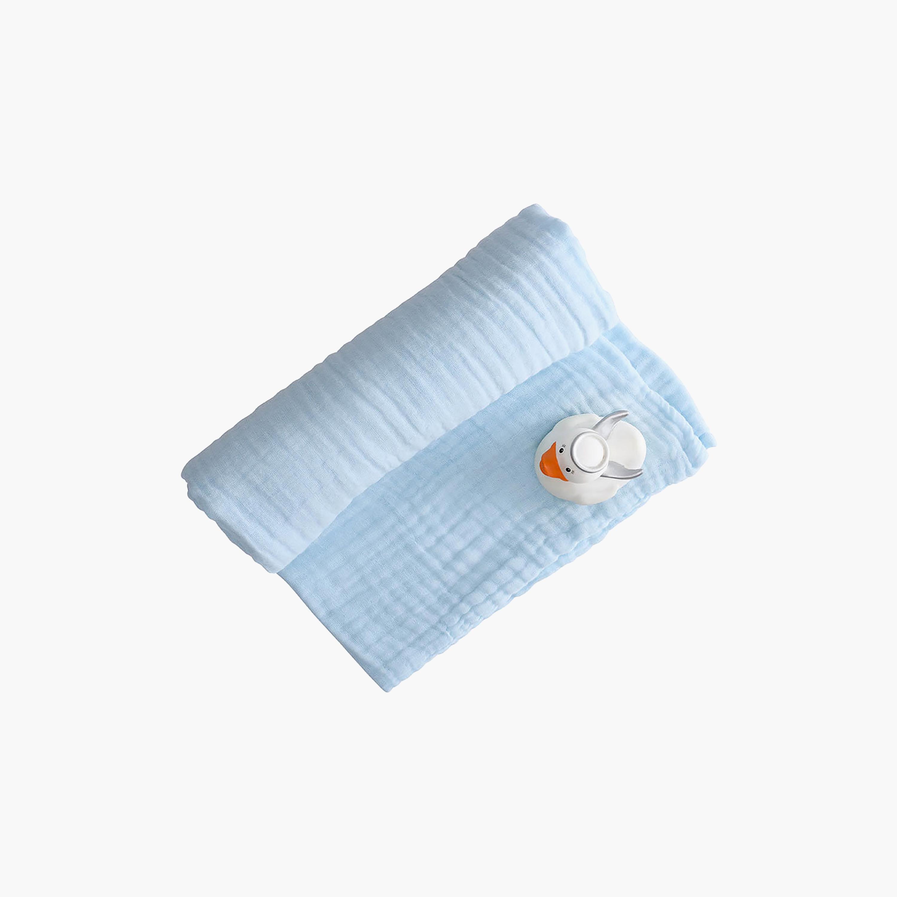 Anvi Baby Organic 6 Layered Muslin Bath Towel - Blue-baby-bathandcare-towels-image-1