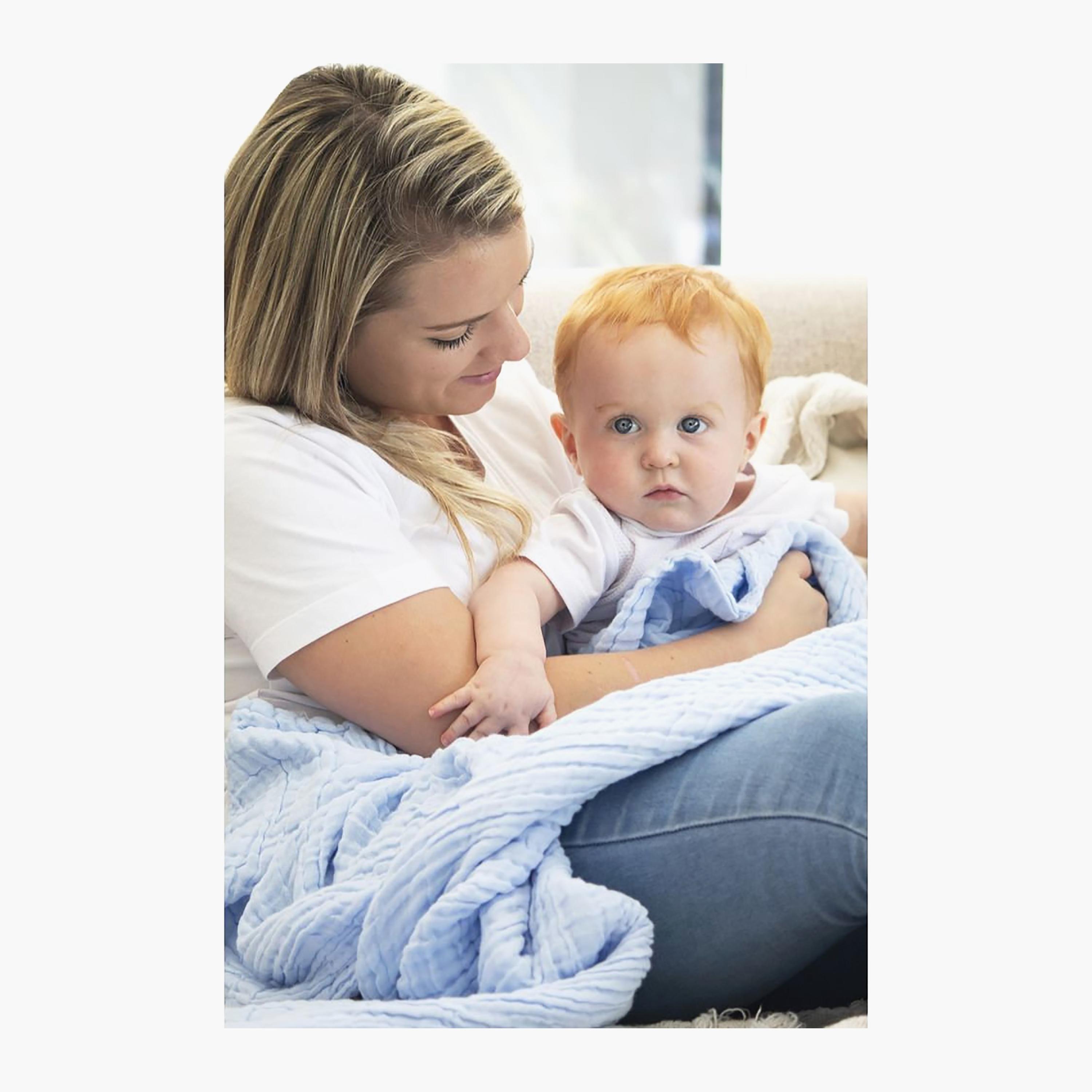 Anvi Baby Organic 6 Layered Muslin Bath Towel - Blue-baby-bathandcare-towels-image-4