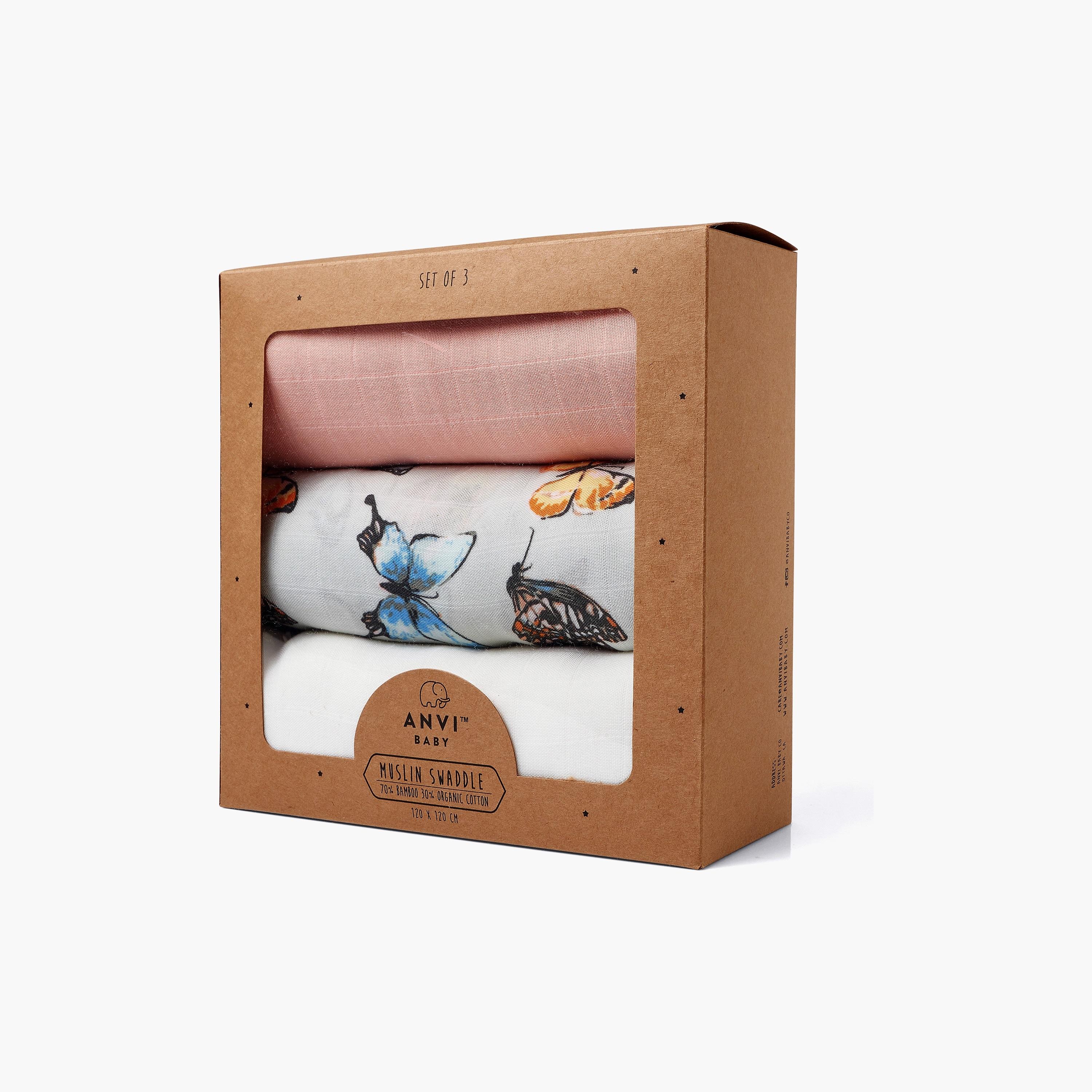 Anvi Baby 3-Piece Muslin Bamboo Swaddle - Multicolour-baby-nursery-blanketsandswaddles-blanketsandquilts-image-2