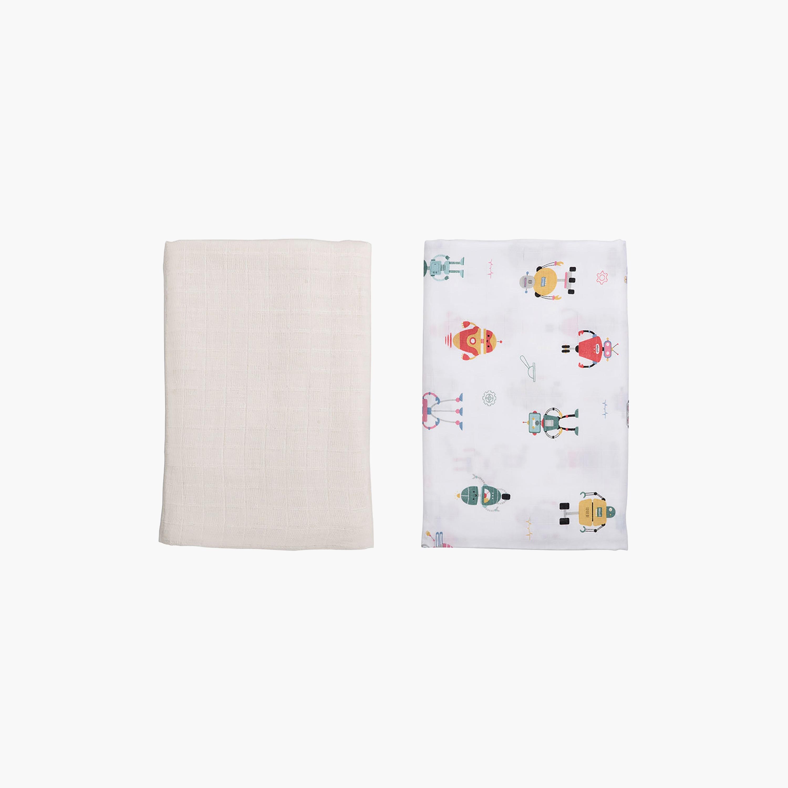 Anvi Baby 2-Piece Organic Bamboo Muslin Swaddle - Lunar Robots-baby-nursery-blanketsandswaddles-blanketsandquilts-image-1