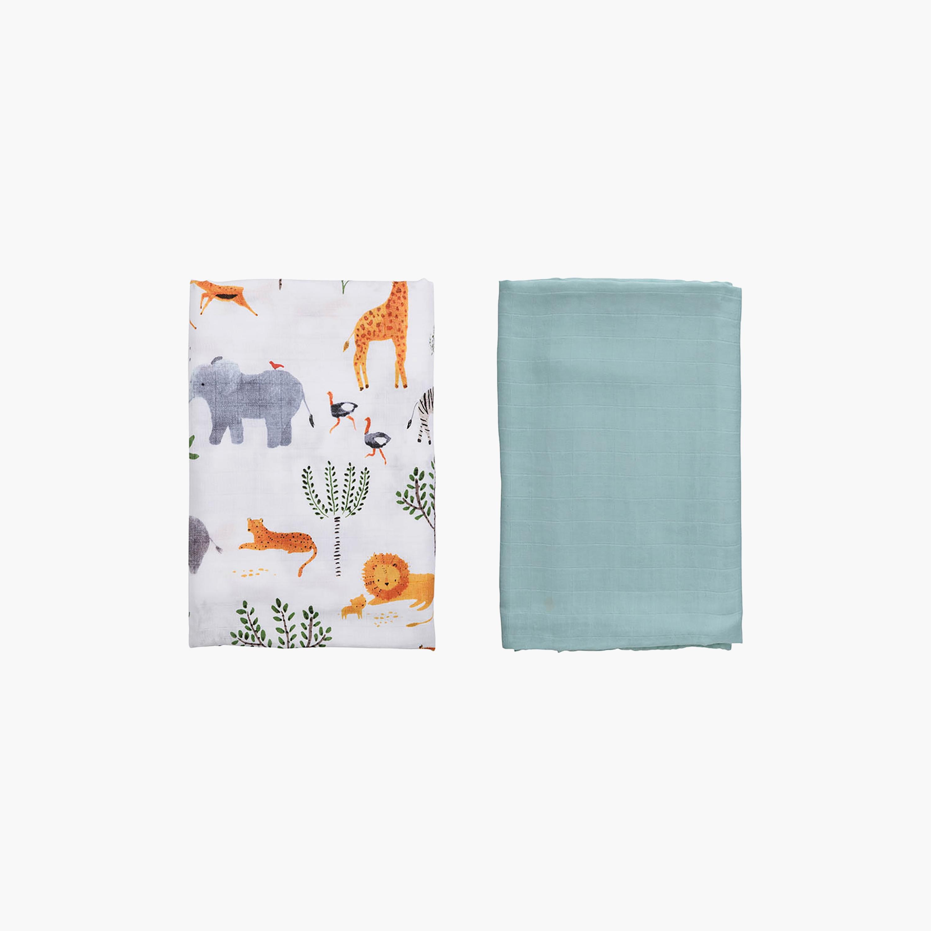 Anvi Baby 2-Piece Muslin Bamboo Swaddle - Green Forest-baby-nursery-blanketsandswaddles-blanketsandquilts-image-1
