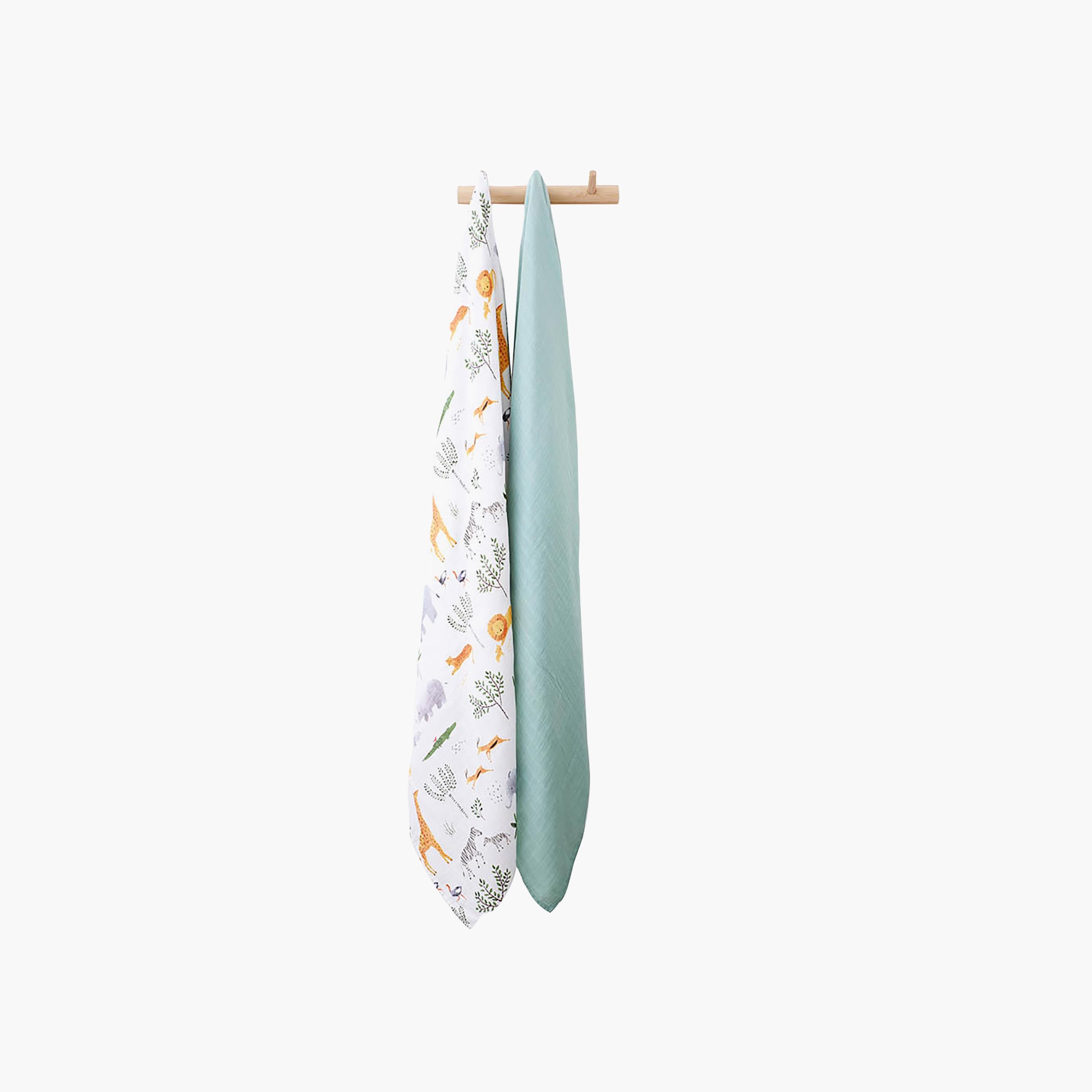 Anvi Baby 2-Piece Muslin Bamboo Swaddle - Green Forest-baby-nursery-blanketsandswaddles-blanketsandquilts-image-2