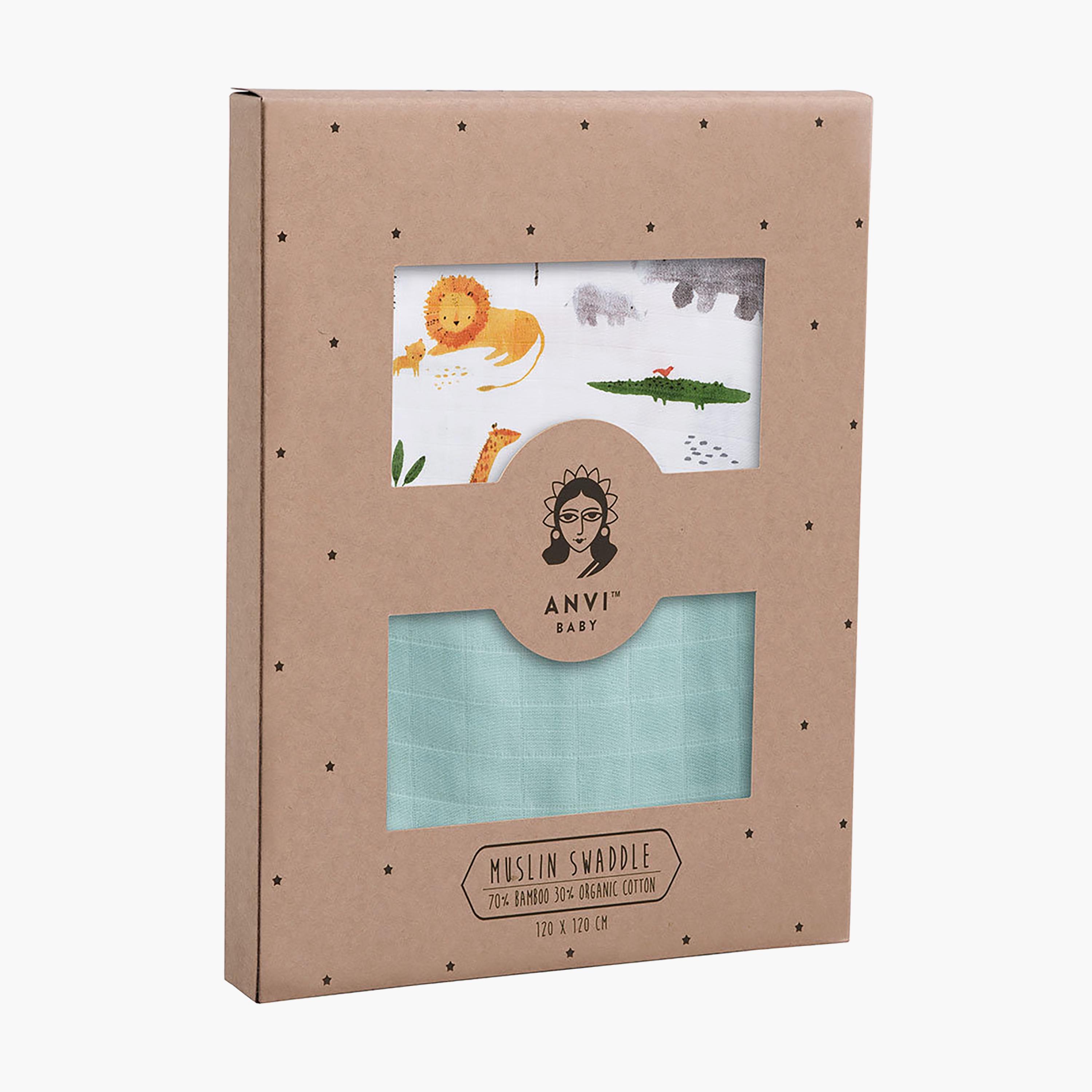 Anvi Baby 2-Piece Muslin Bamboo Swaddle - Green Forest-baby-nursery-blanketsandswaddles-blanketsandquilts-image-3