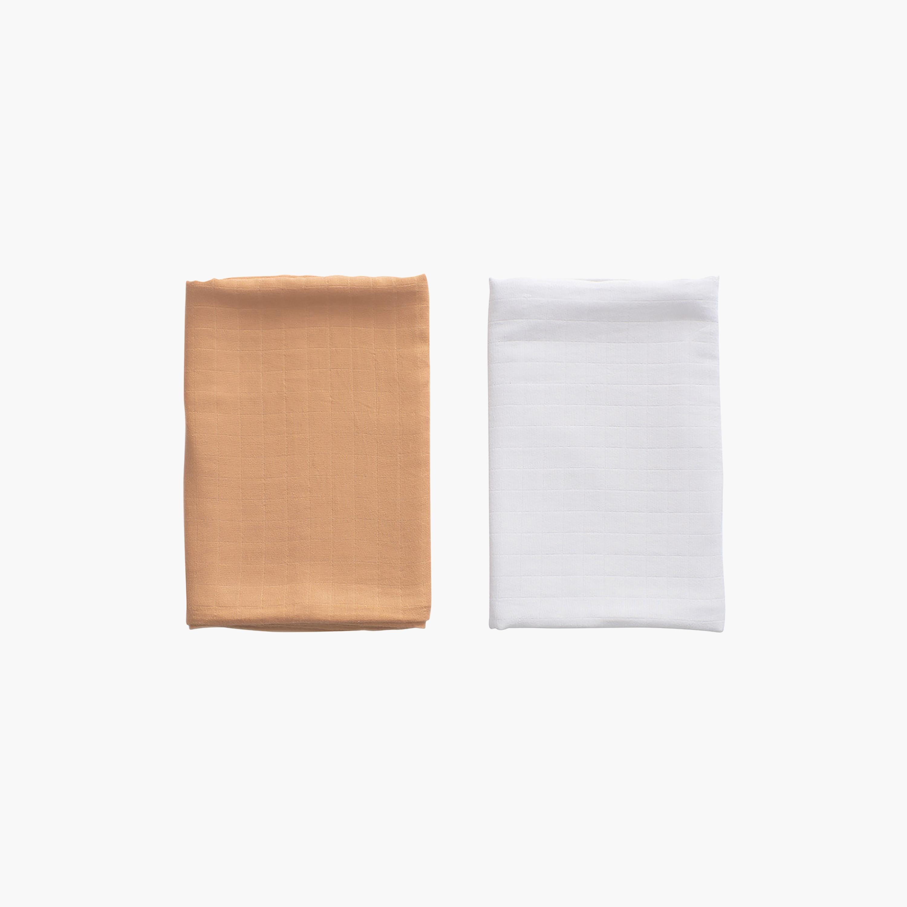 Anvi Baby 2-Piece Organic Bamboo Muslin Swaddle - Peaches & Cream-baby-nursery-blanketsandswaddles-blanketsandquilts-image-1