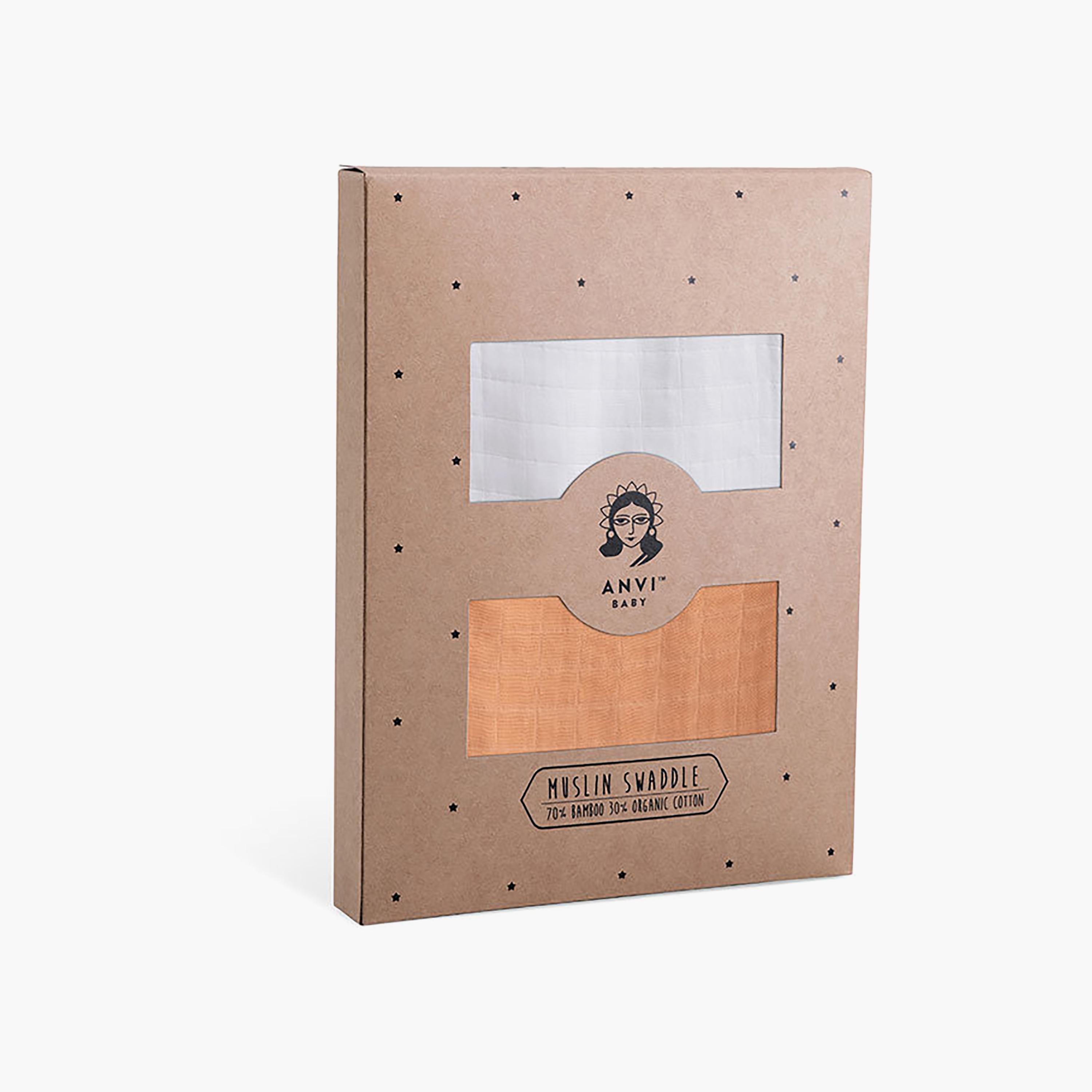 Anvi Baby 2-Piece Organic Bamboo Muslin Swaddle - Peaches & Cream-baby-nursery-blanketsandswaddles-blanketsandquilts-image-5