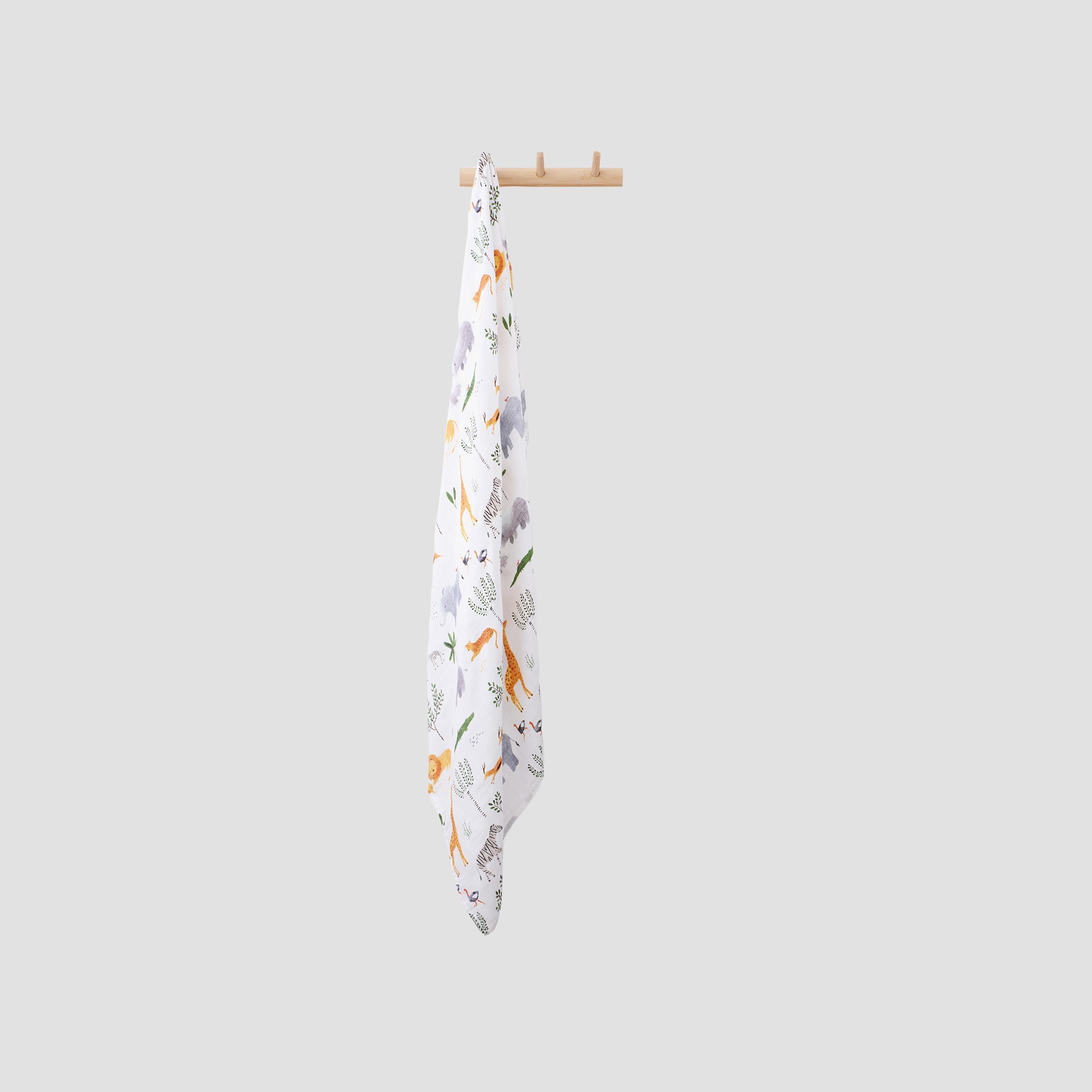 Anvi Baby Bamboo Muslin Swaddle Wrap - The Mighty Jungle-baby-nursery-blanketsandswaddles-blanketsandquilts-image-3