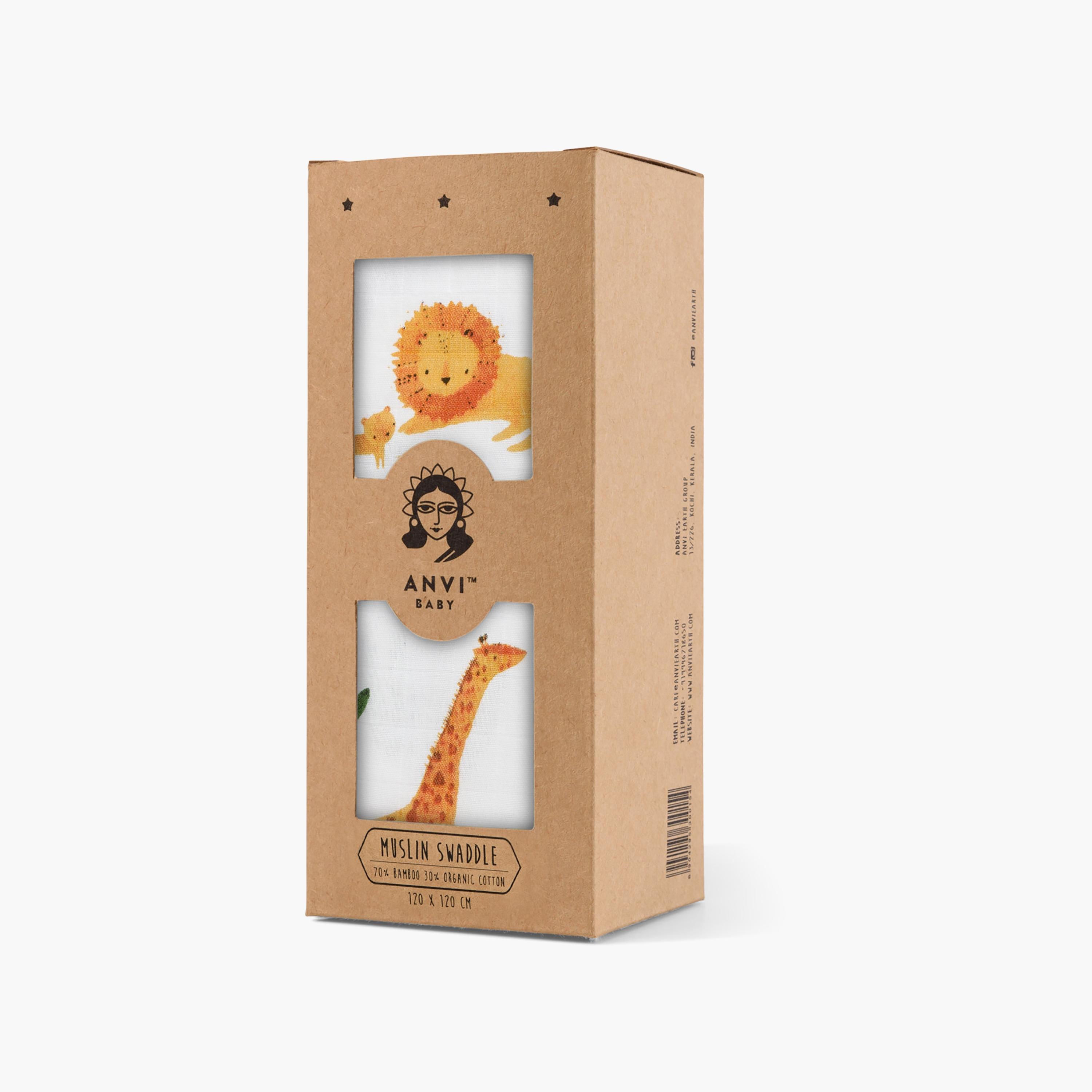 Anvi Baby Bamboo Muslin Swaddle Wrap - The Mighty Jungle-baby-nursery-blanketsandswaddles-blanketsandquilts-image-4