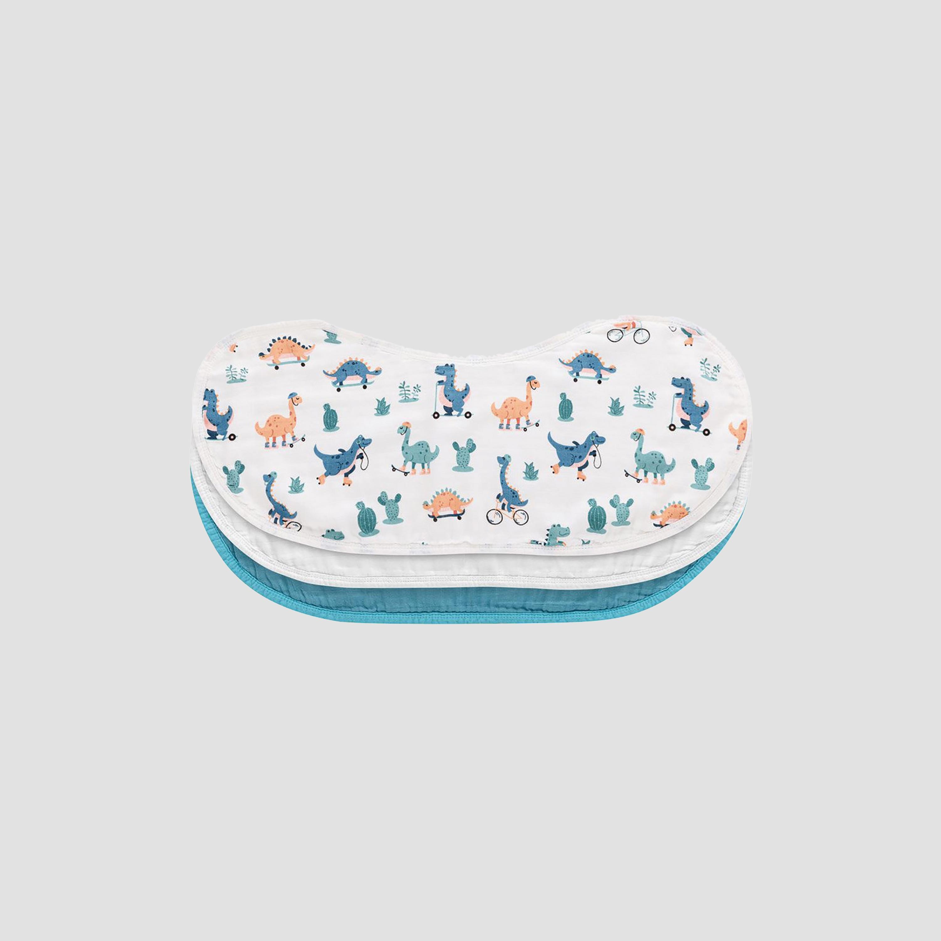 Anvi Baby 3-Piece Organic Bamboo Burp & Bib Cloth - Dino Circus-baby-feeding-bibs-image-1