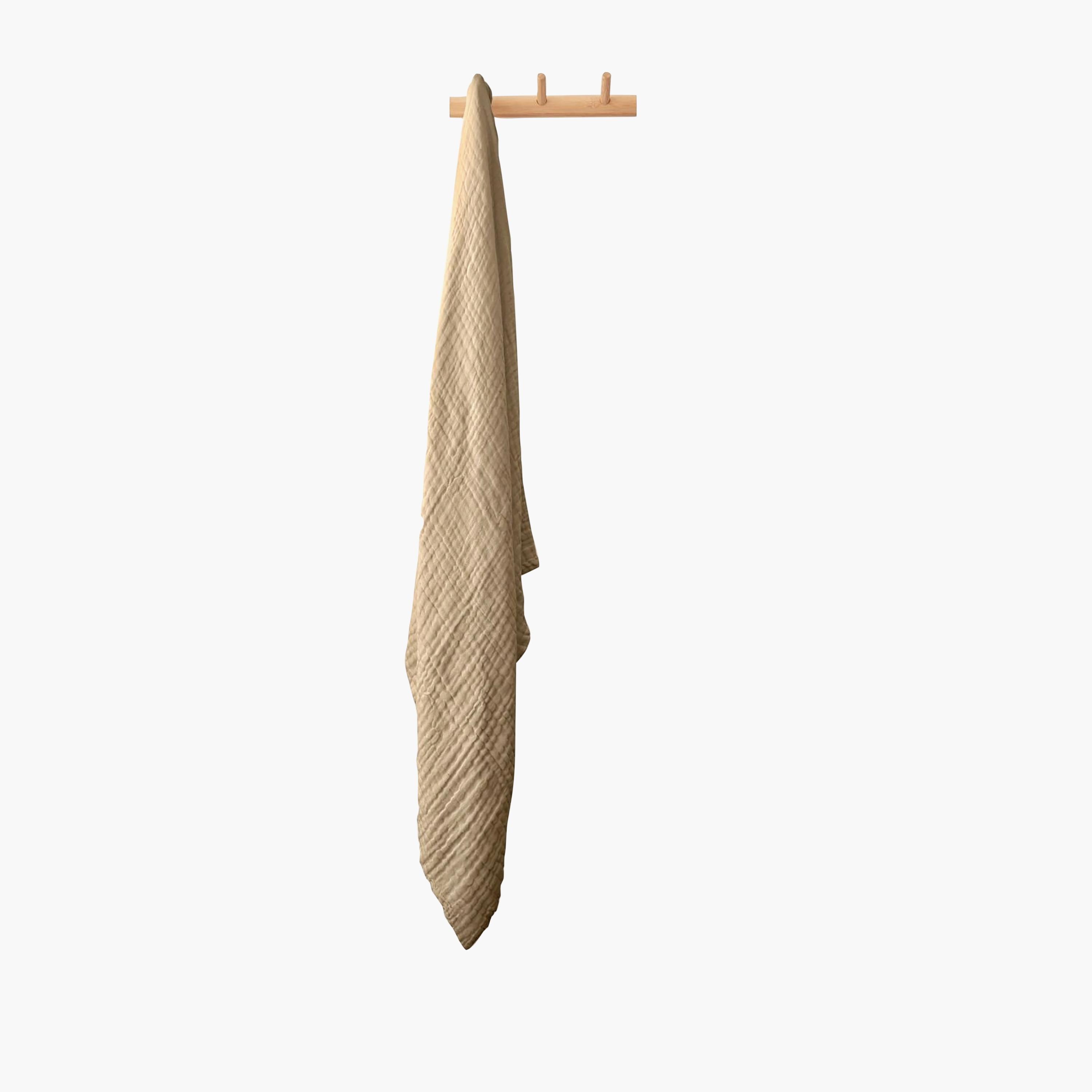 Anvi Baby 2-Piece Organic Muslin Bath Towel - Tan Brown & White-baby-bathandcare-towels-image-2
