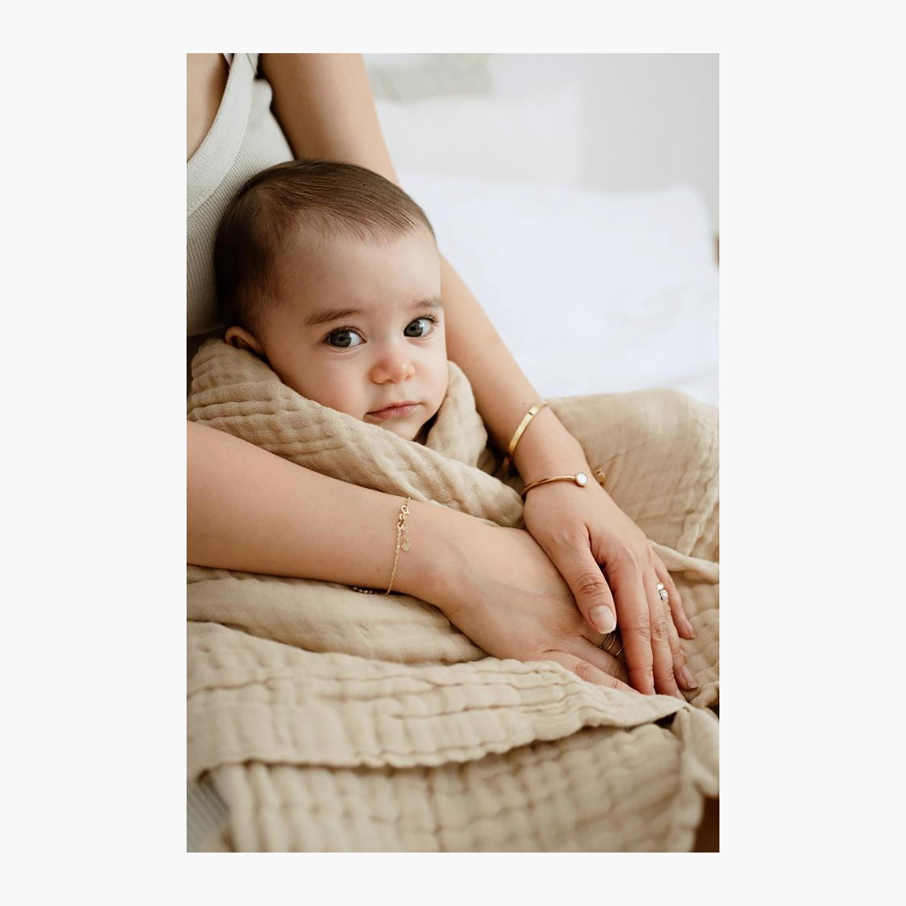 Anvi Baby 2-Piece Organic Muslin Bath Towel - Tan Brown & White-baby-bathandcare-towels-image-8
