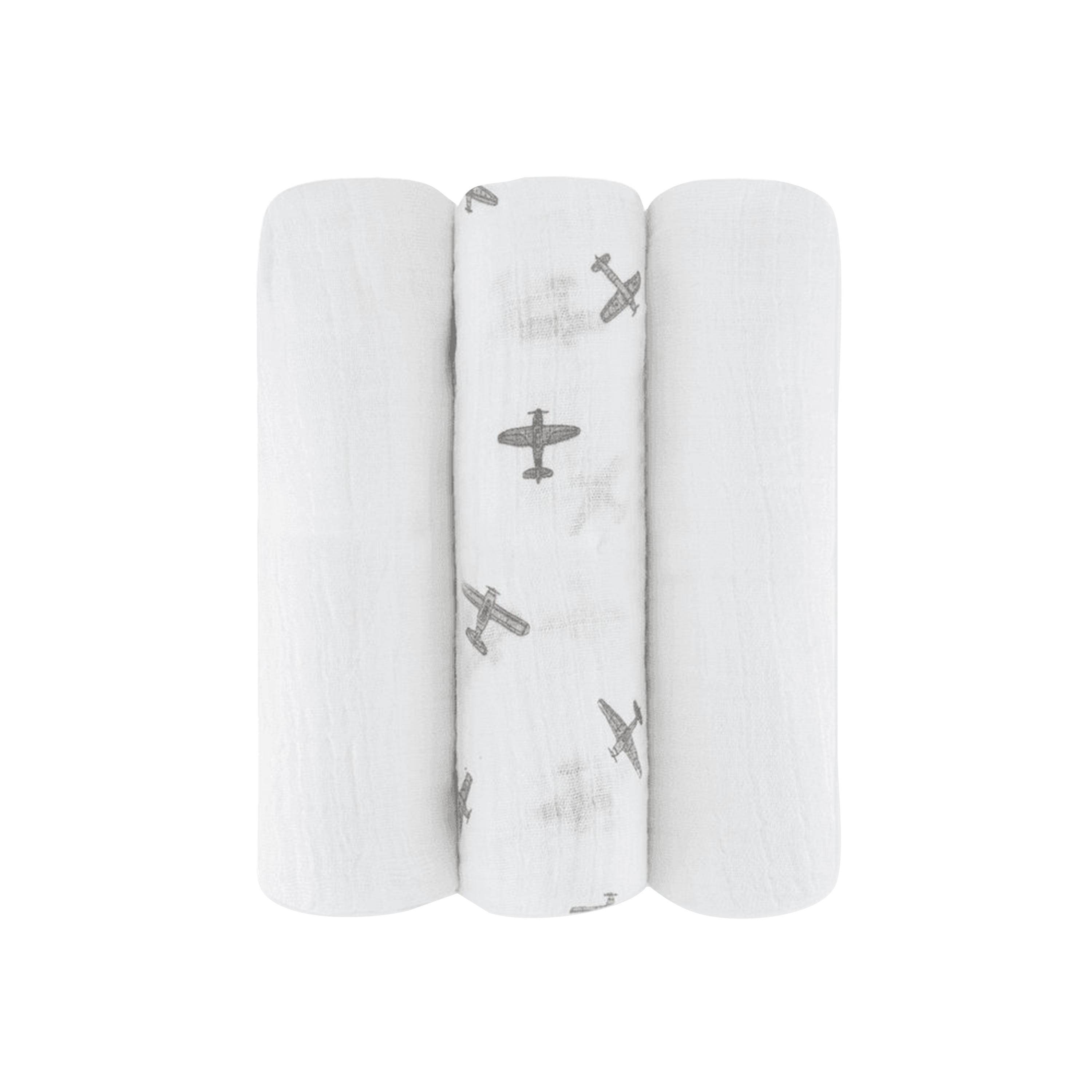 Anvi Baby 3-Piece Cotton Swaddle - Airplane - White-baby-nursery-blanketsandswaddles-blanketsandquilts-image-1