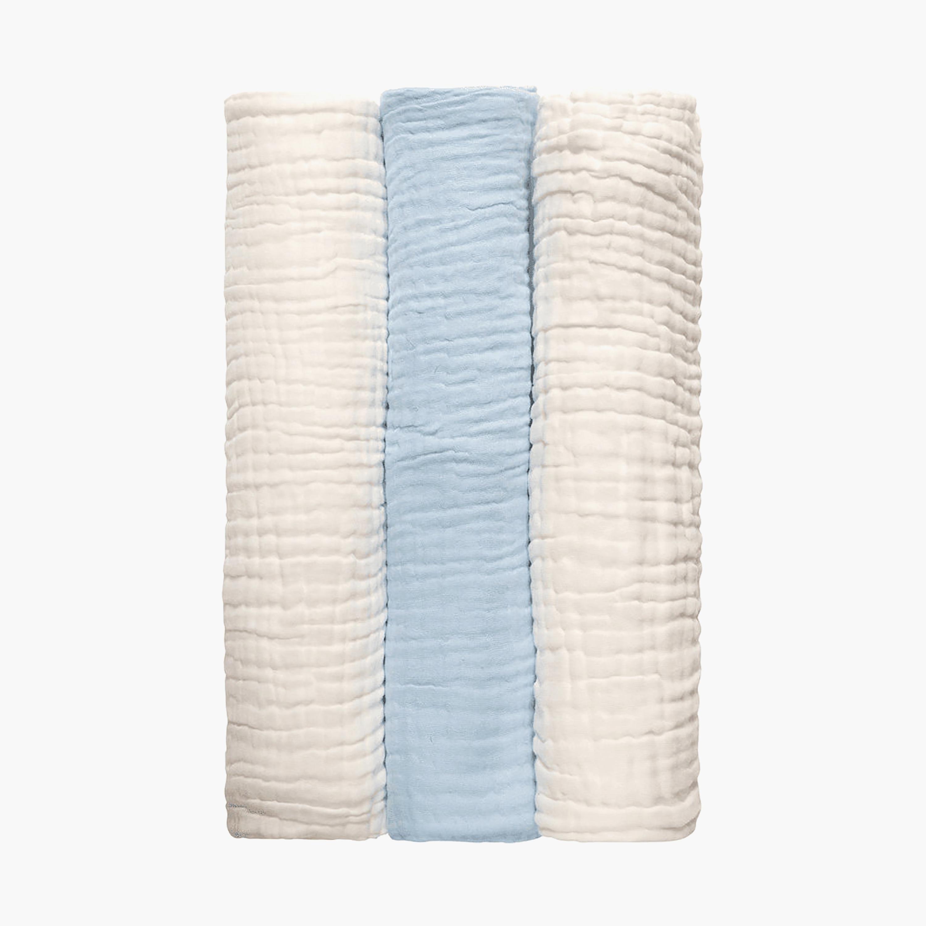 Anvi Baby 3-Piece 100% Organic Cotton Muslin Bath Towel - Cloud & Sky-baby-bathandcare-towels-image-1