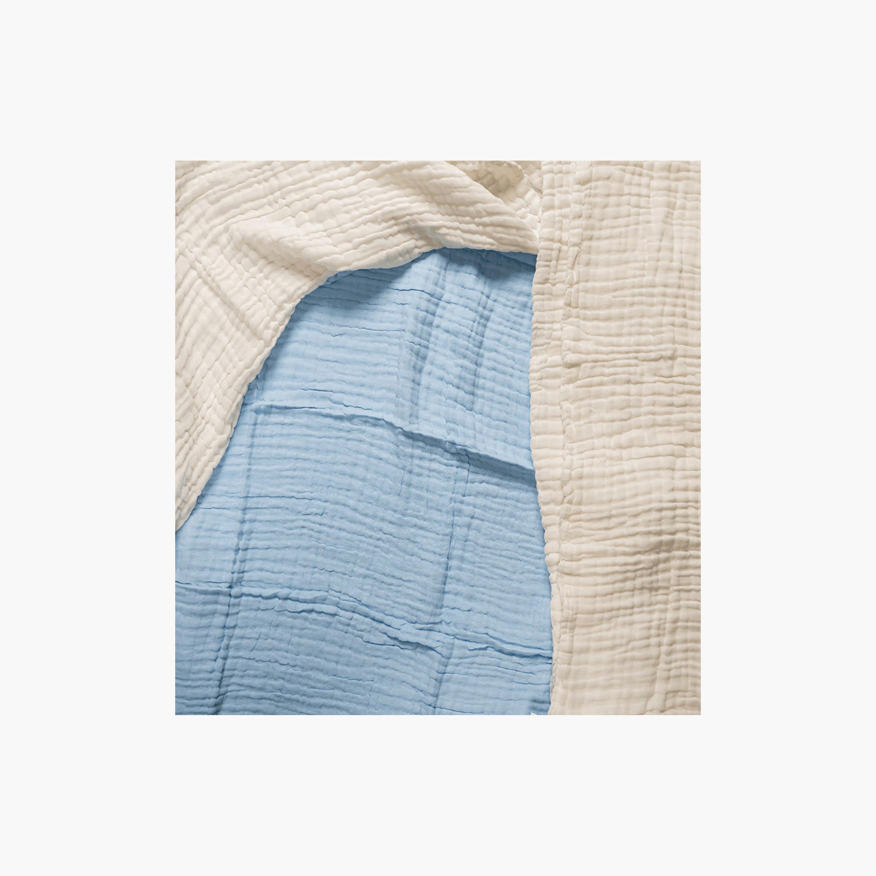 Anvi Baby 3-Piece 100% Organic Cotton Muslin Bath Towel - Cloud & Sky-baby-bathandcare-towels-image-2