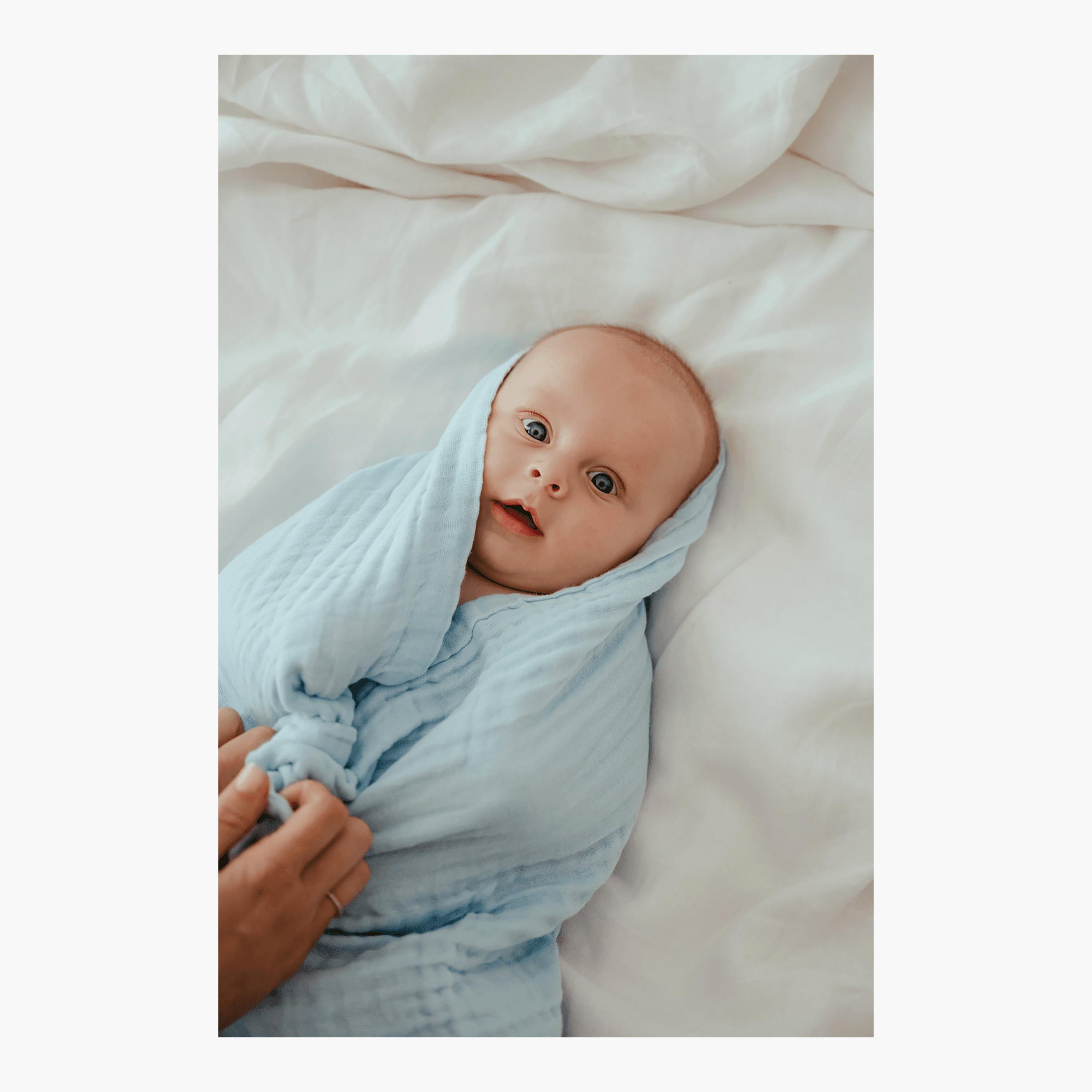Anvi Baby 3-Piece 100% Organic Cotton Muslin Bath Towel - Cloud & Sky-baby-bathandcare-towels-image-5