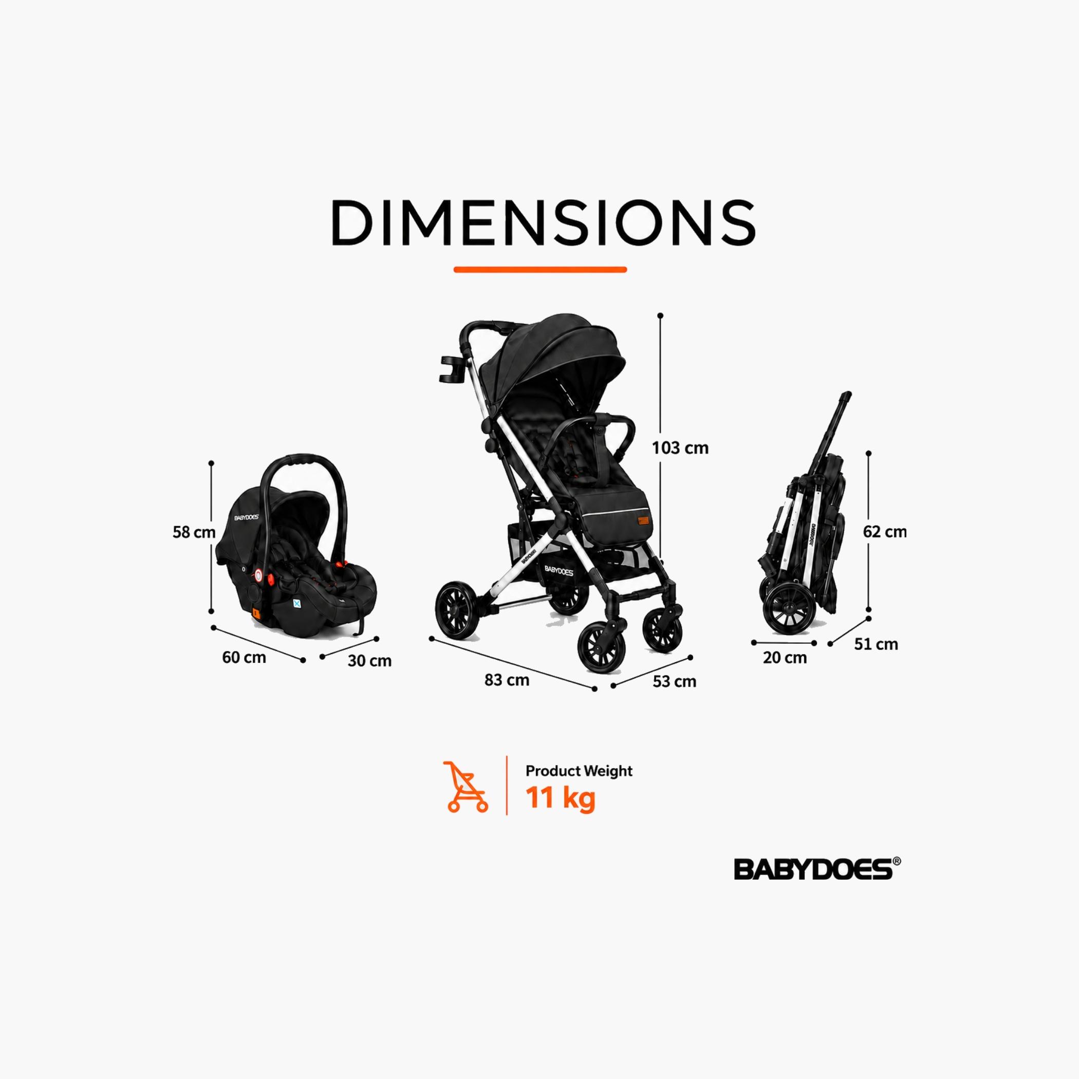 Babydoes Excitez Compact Travel System - 0-4 Years - Black-baby-gear-strollersandprams-travelsystems-image-10