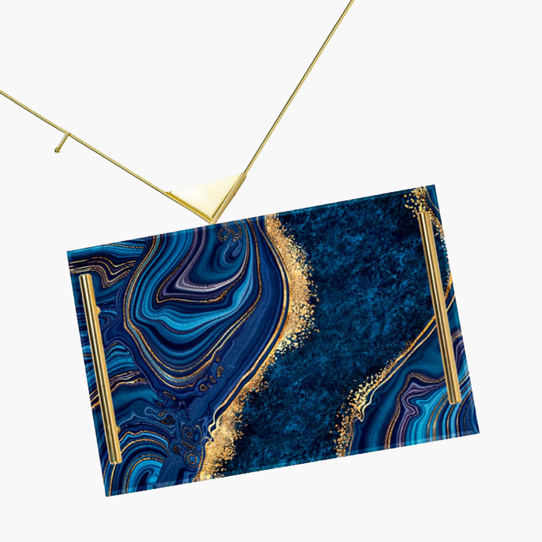 Decorative Acrylic Serving Tray with Gold Metal Handles and Marble Design 24×34 cm-household-dining-serveware-servingtrays-image-5