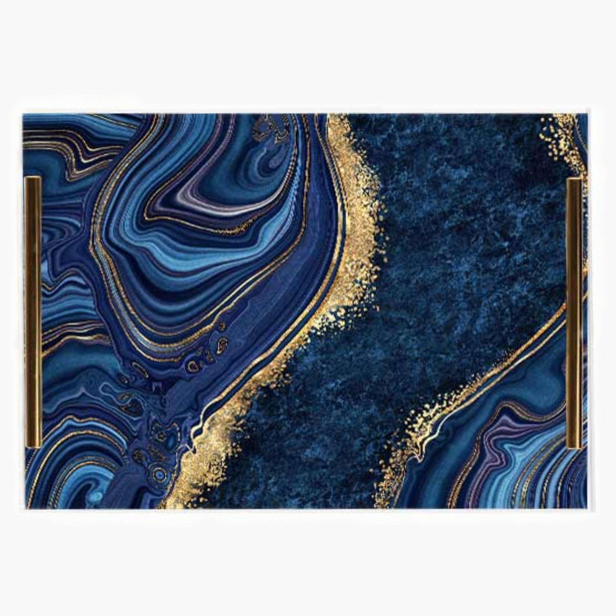 Decorative Acrylic Serving Tray with Gold Metal Handles and Marble Design 24×34 cm-household-dining-serveware-servingtrays-image-6