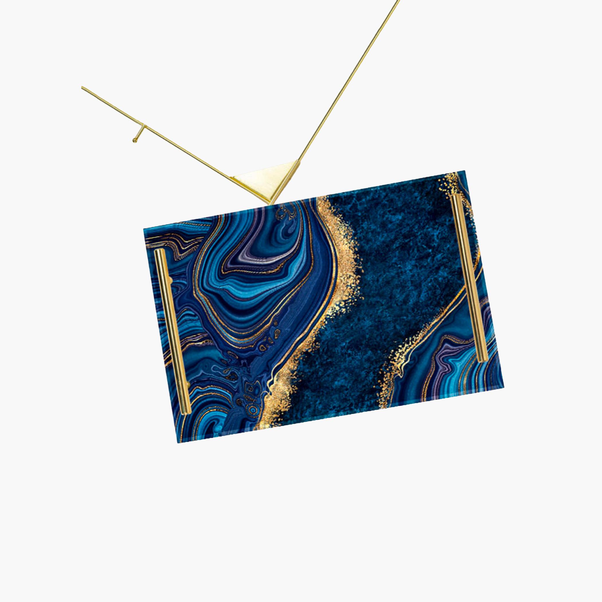 Decorative Acrylic Serving Tray with Gold Metal Handles and Marble Design 20×30 cm-household-dining-serveware-servingtrays-image-5