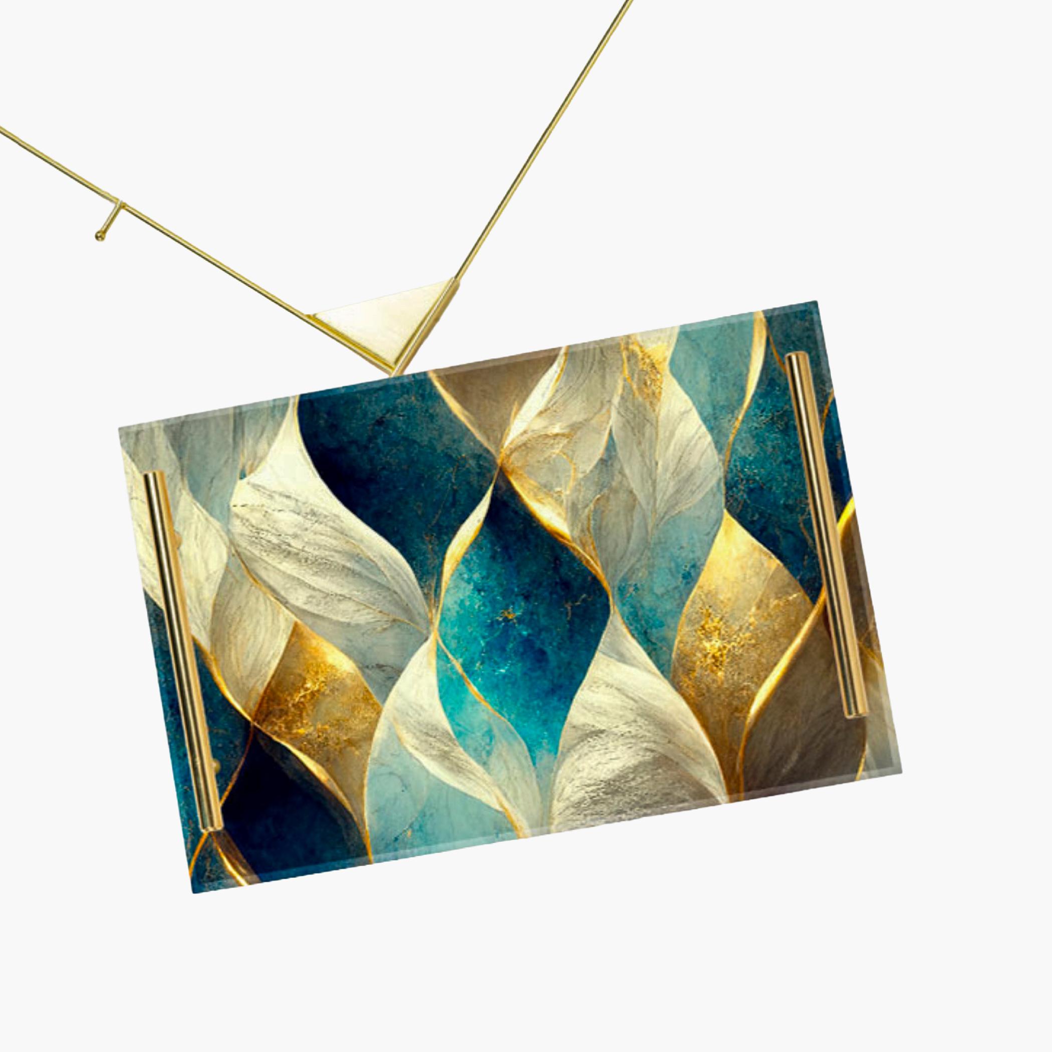 Decorative Acrylic Serving Tray with Gold Metal Handles and Marble Design 24×34 cm-household-dining-serveware-servingtrays-image-5
