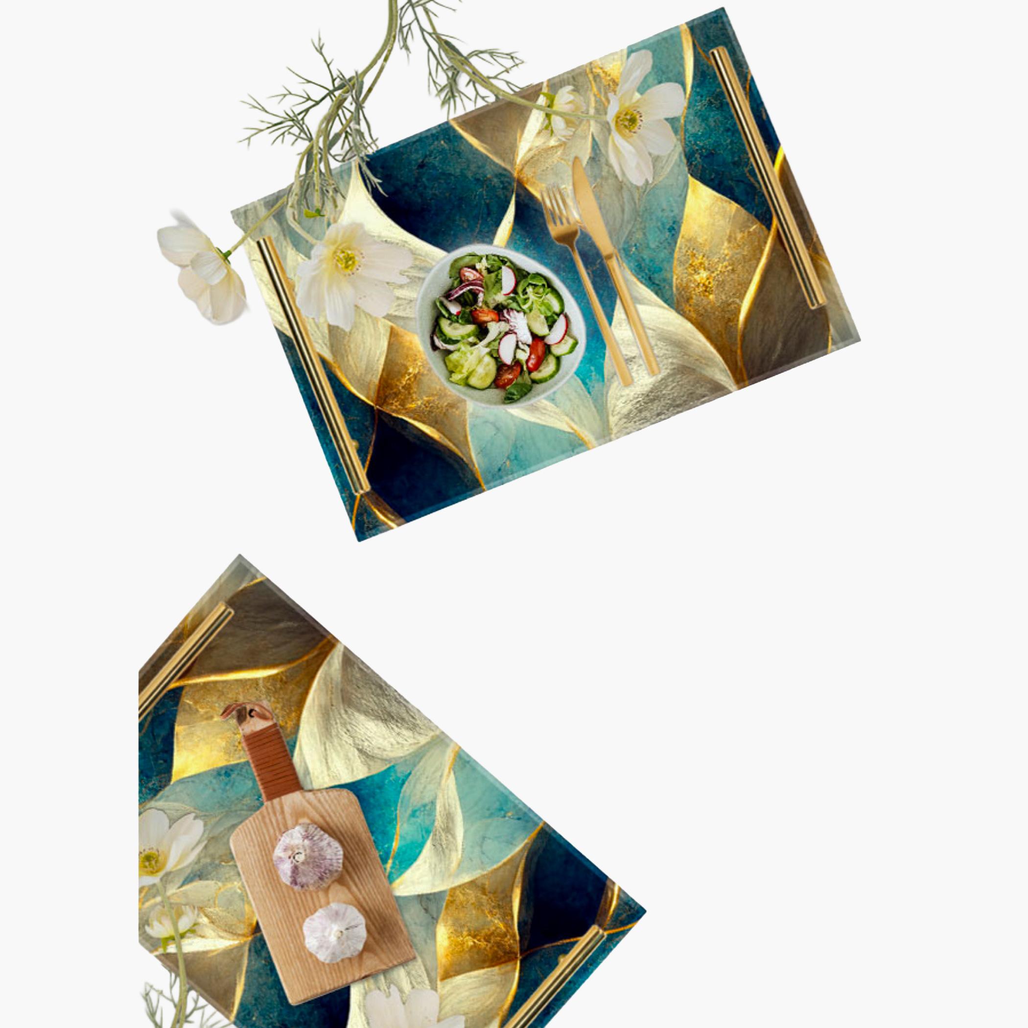 Decorative Acrylic Serving Tray with Gold Metal Handles and Marble Design 20×30 cm-household-dining-serveware-servingtrays-image-5