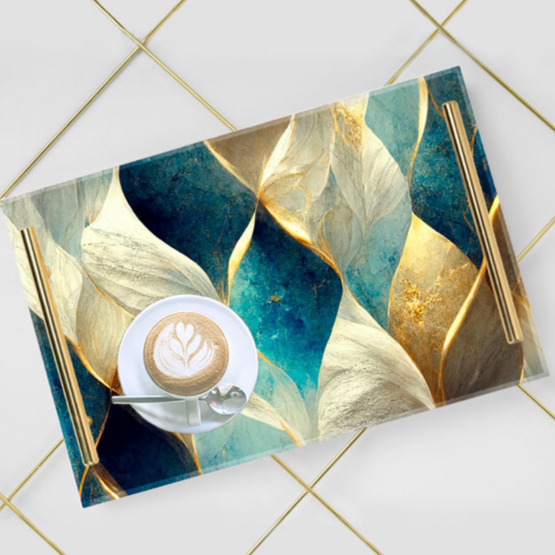 Decorative Acrylic Serving Tray with Gold Metal Handles and Marble Design 20×30 cm-household-dining-serveware-servingtrays-image-6