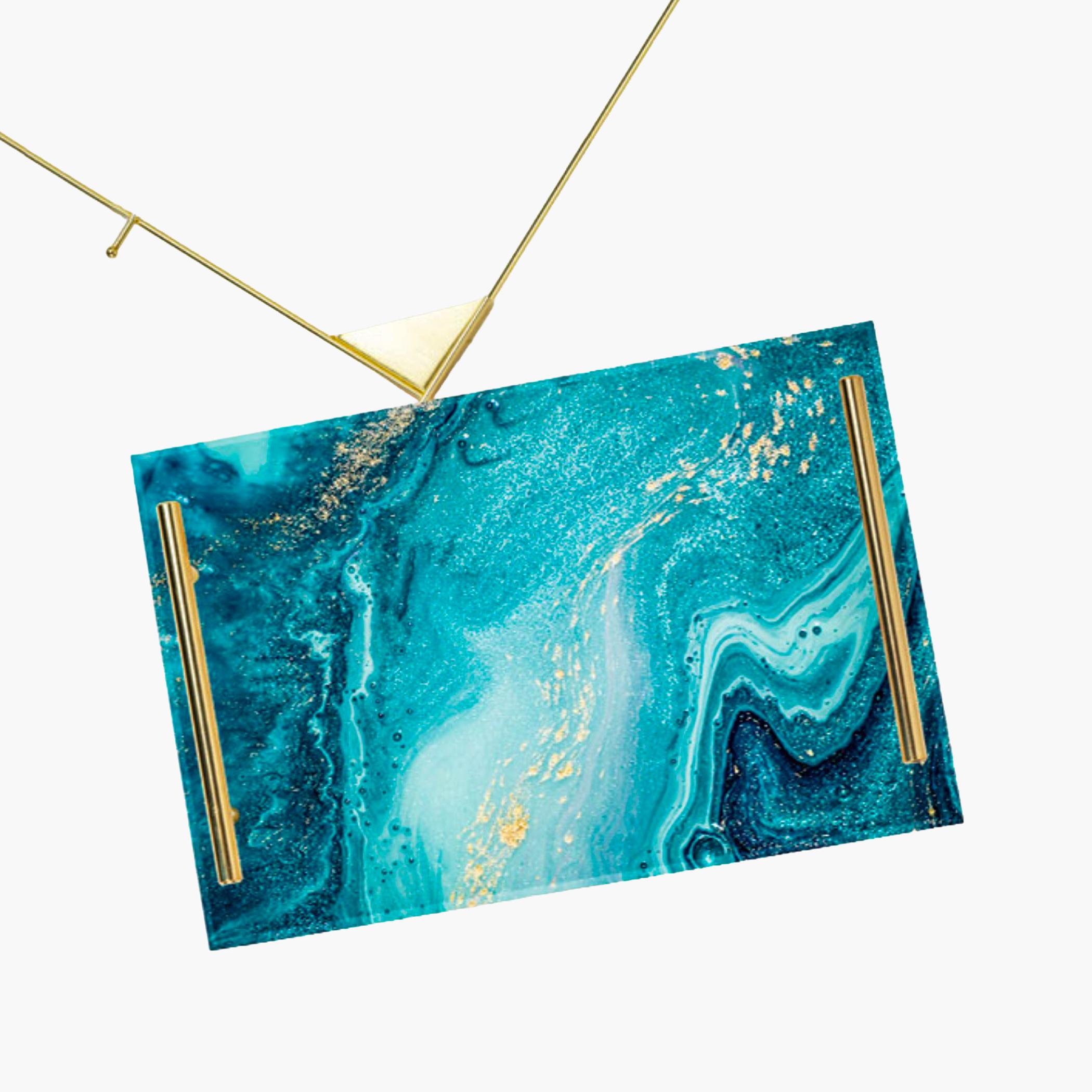 Decorative Acrylic Serving Tray with Gold Metal Handles and Marble Design 24×34 cm-household-dining-serveware-servingtrays-image-4