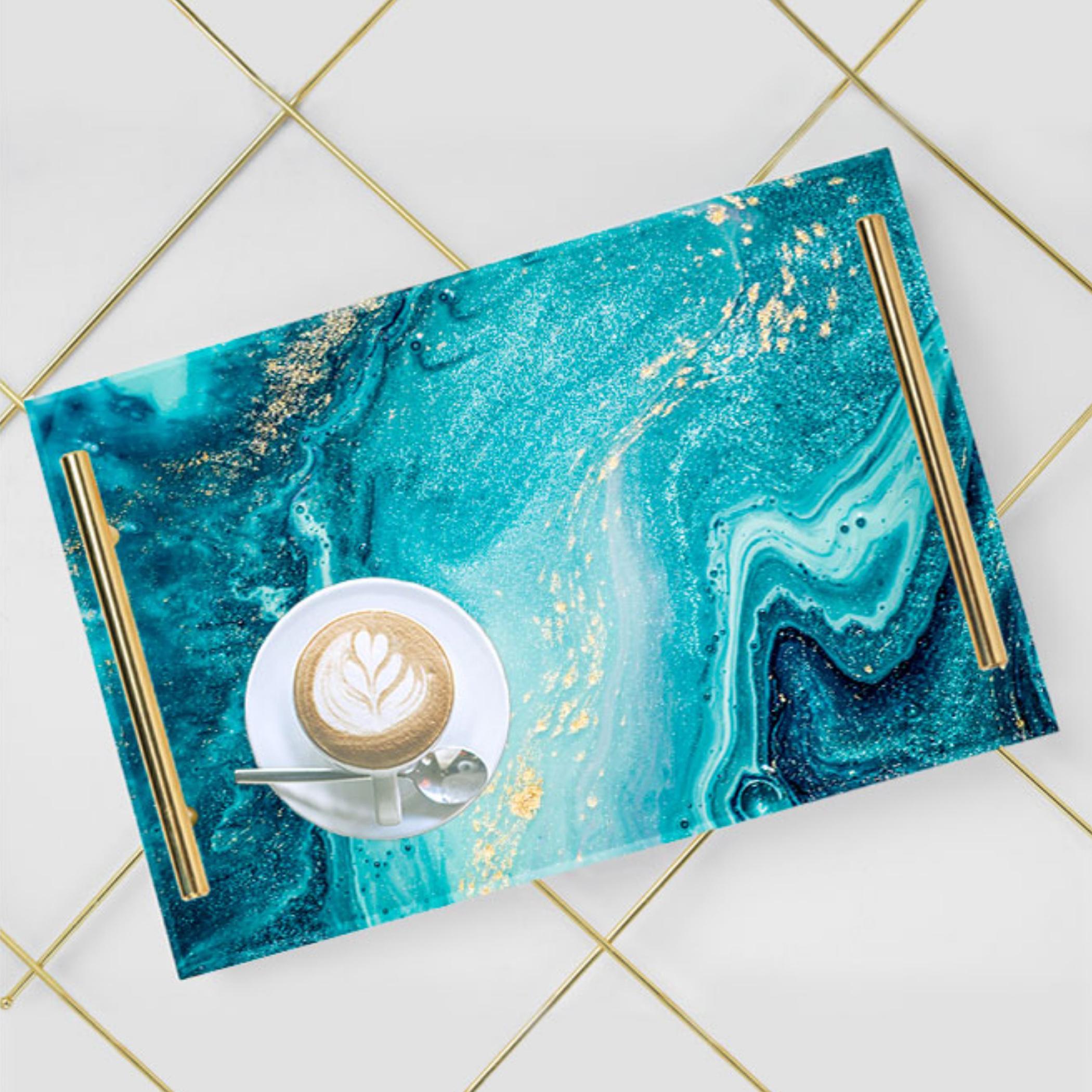 Decorative Acrylic Serving Tray with Gold Metal Handles and Marble Design 20×30 cm-household-dining-serveware-servingtrays-image-6