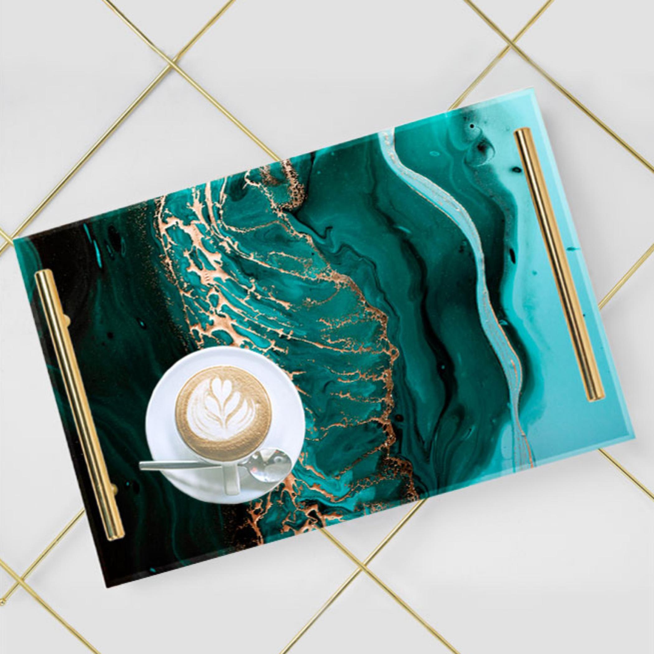 Decorative Acrylic Serving Tray with Gold Metal Handles and Marble Design 20×30 cm-household-dining-serveware-servingtrays-image-2