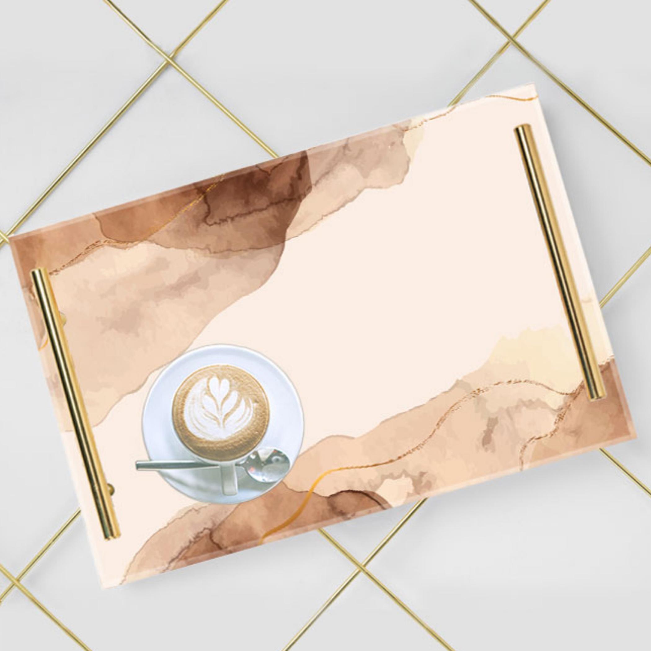 Decorative Acrylic Serving Tray with Gold Metal Handles and Marble Design 24×34 cm-household-dining-serveware-servingtrays-image-3