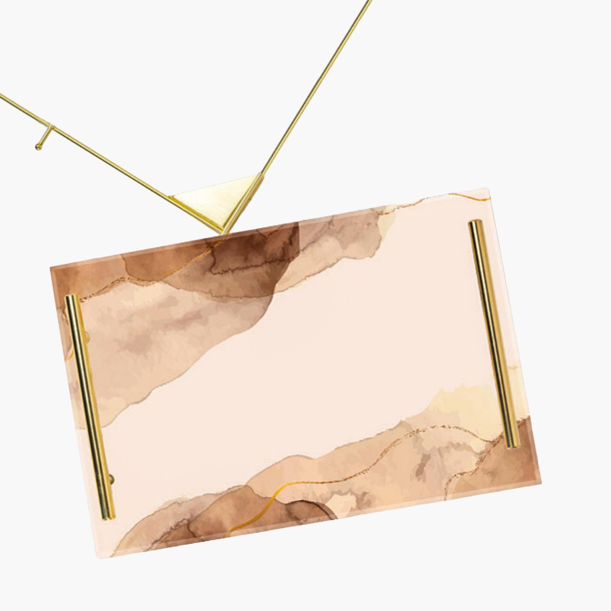 Decorative Acrylic Serving Tray with Gold Metal Handles and Marble Design 20×30 cm-household-dining-serveware-servingtrays-image-5