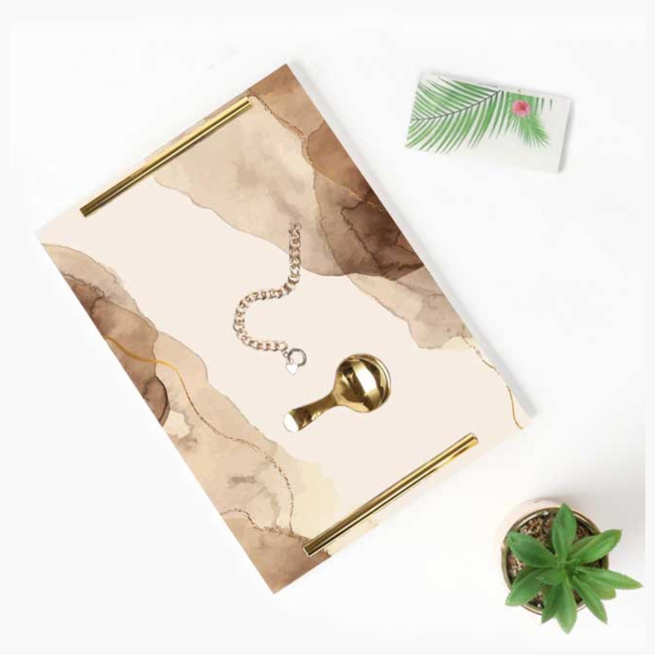 Decorative Acrylic Serving Tray with Gold Metal Handles and Marble Design 20×30 cm-household-dining-serveware-servingtrays-image-6