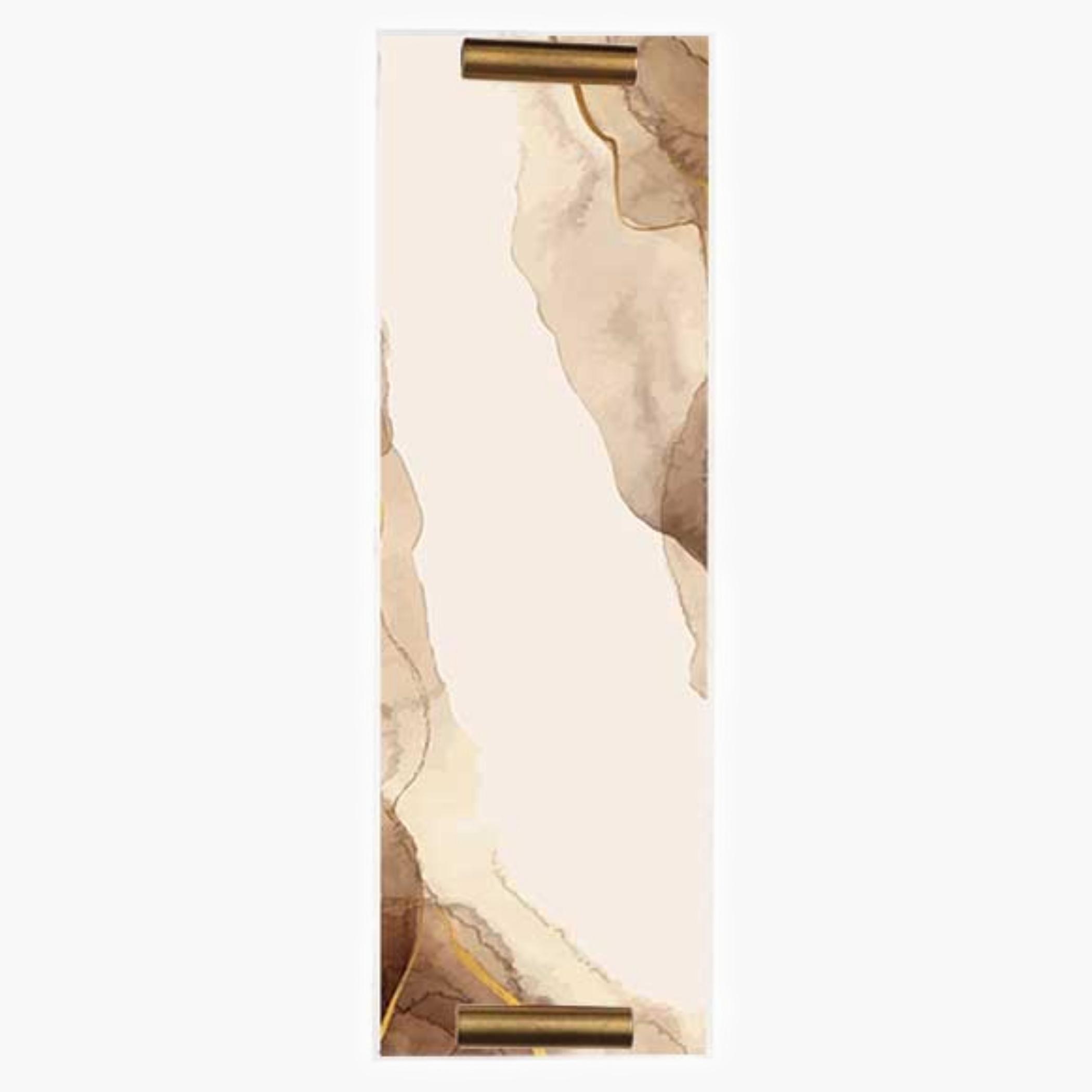 Decorative Acrylic Serving Tray with Gold Metal Handles and Marble Design 10×30 cm-household-dining-serveware-servingtrays-image-1