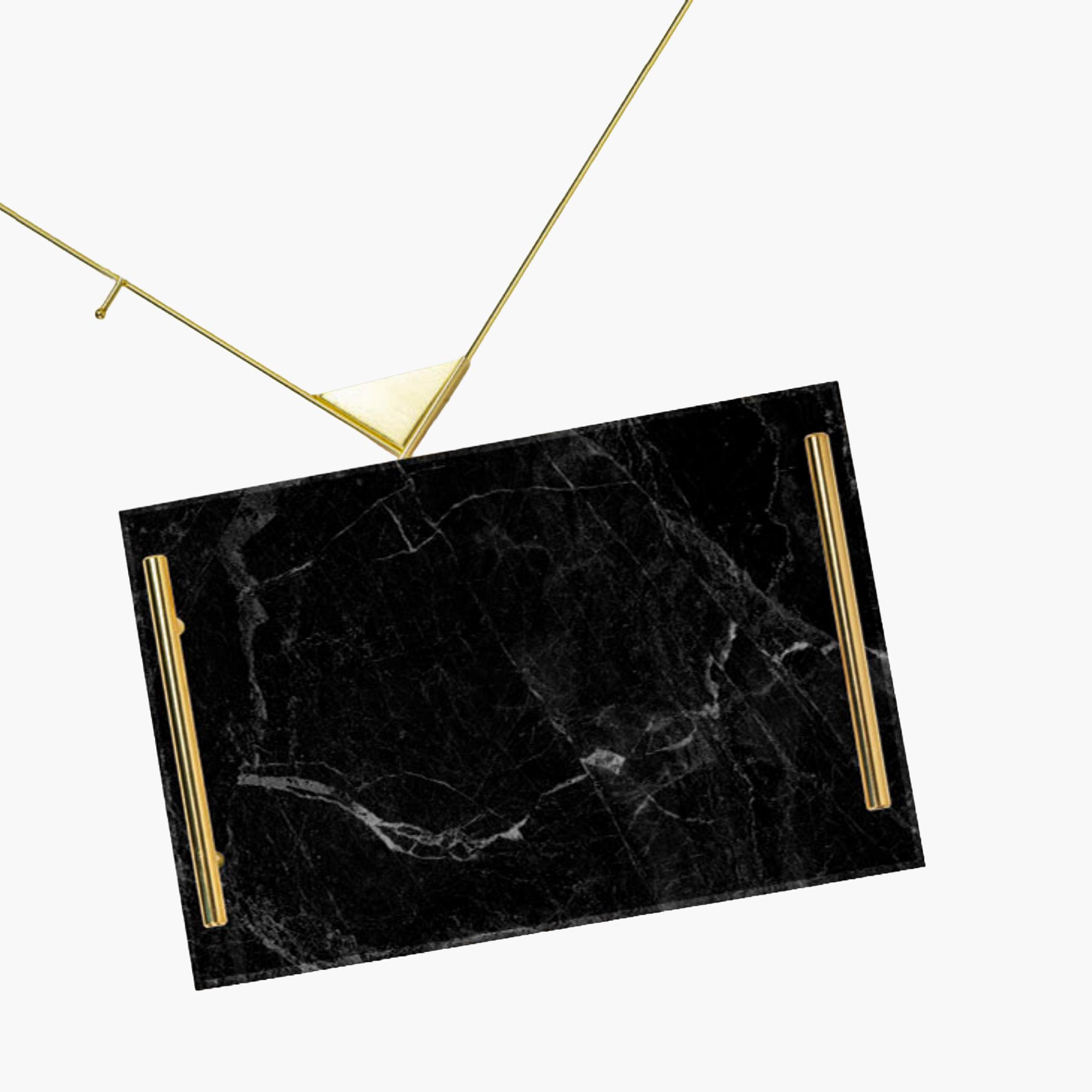 Decorative Acrylic Serving Tray with Gold Metal Handles and Marble Design 24×34 cm-household-dining-serveware-servingtrays-image-3