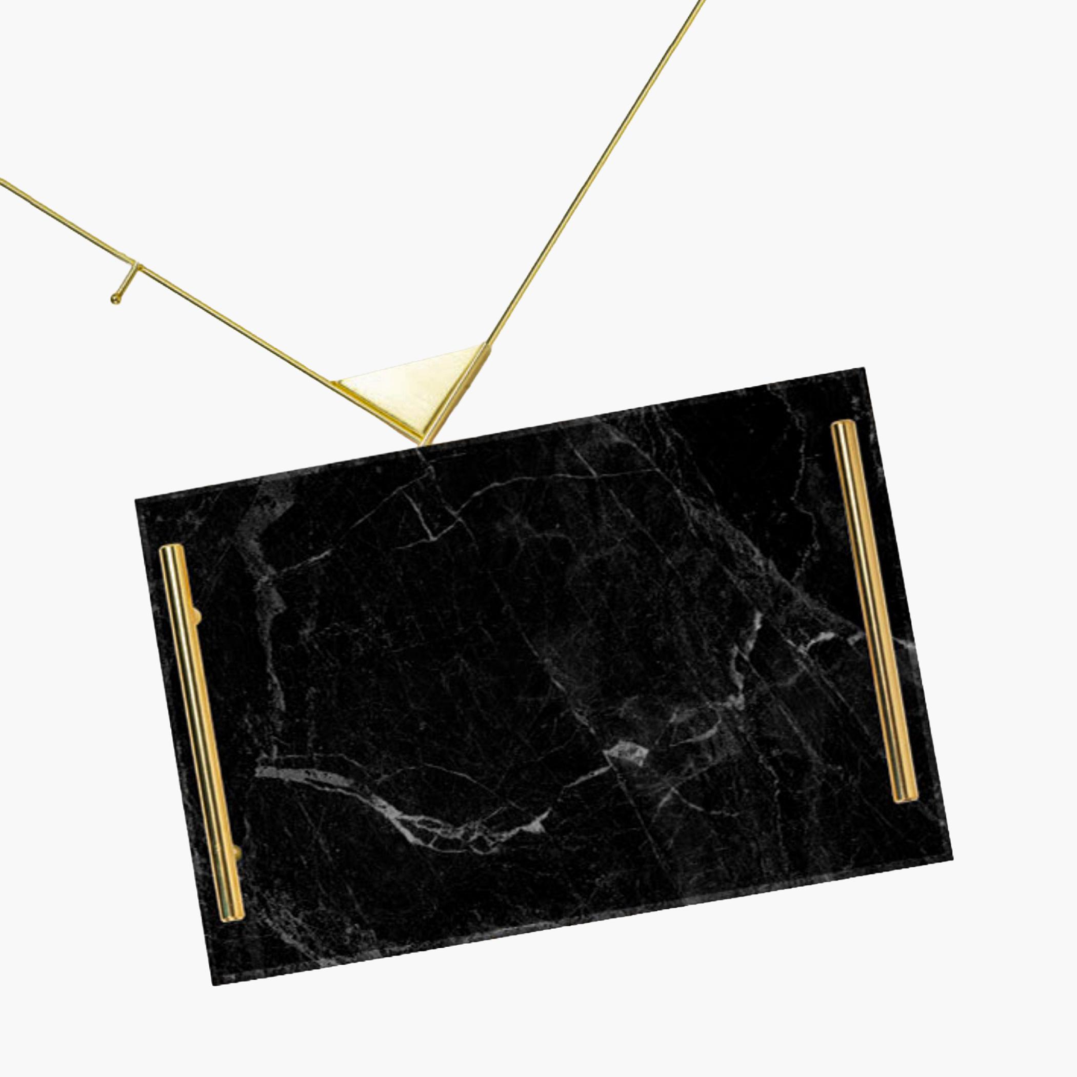 Decorative Acrylic Serving Tray with Gold Metal Handles and Marble Design 20×30 cm-household-dining-serveware-servingtrays-image-4