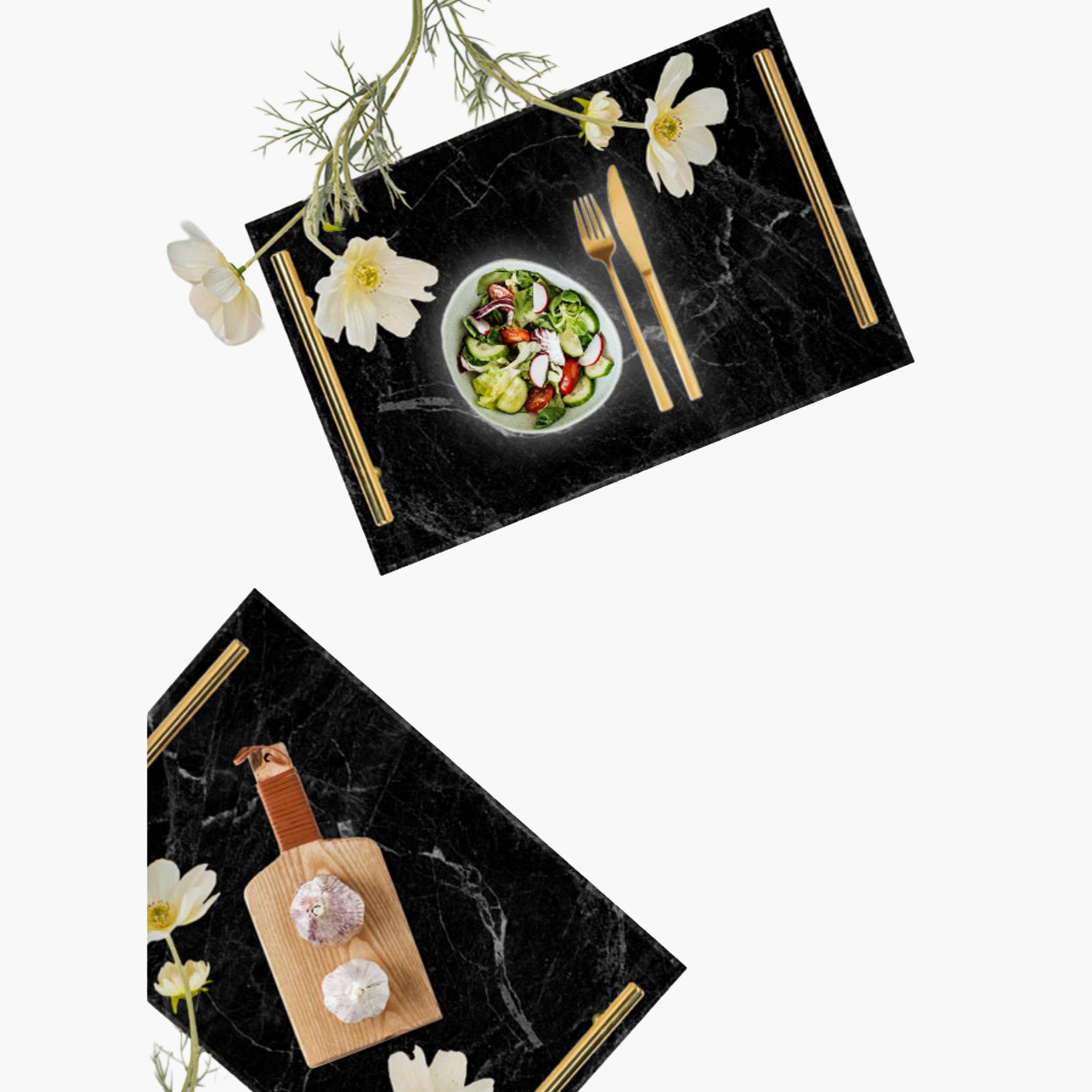 Decorative Acrylic Serving Tray with Gold Metal Handles and Marble Design 20×30 cm-household-dining-serveware-servingtrays-image-6