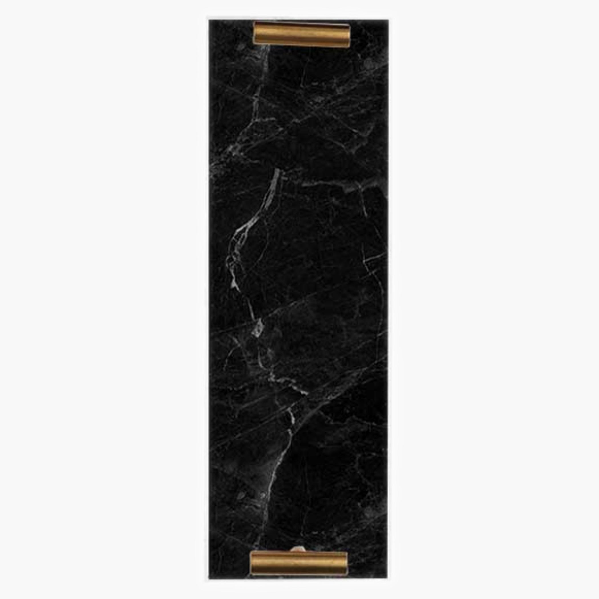 Decorative Acrylic Serving Tray with Gold Metal Handles and Marble Design 10×30 cm-household-dining-serveware-servingtrays-image-1