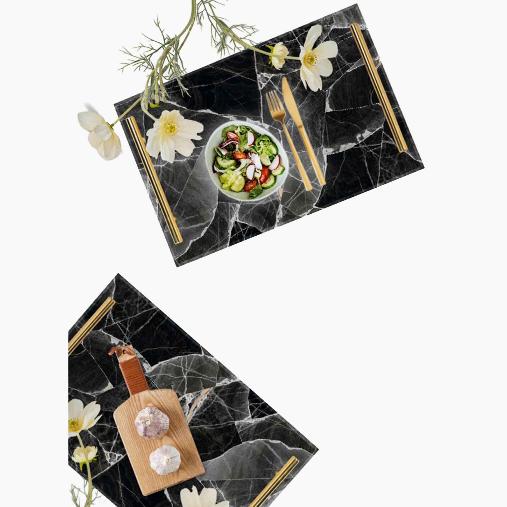 Decorative Acrylic Serving Tray with Gold Metal Handles and Marble Design 24×34 cm-household-dining-serveware-servingtrays-image-3