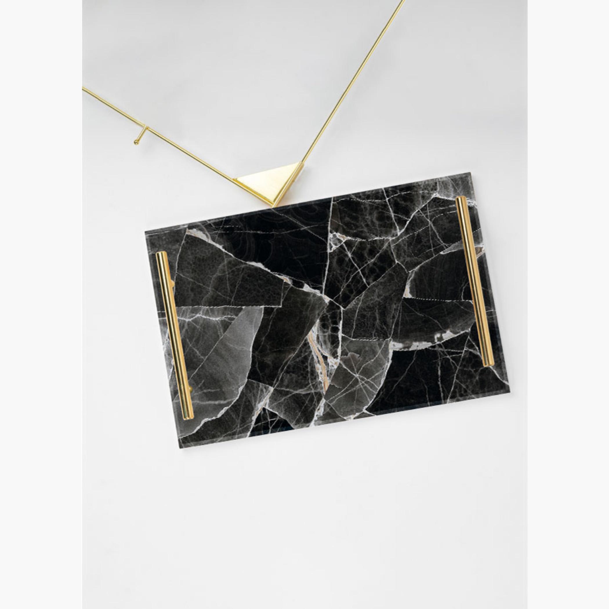Decorative Acrylic Serving Tray with Gold Metal Handles and Marble Design 24×34 cm-household-dining-serveware-servingtrays-image-6