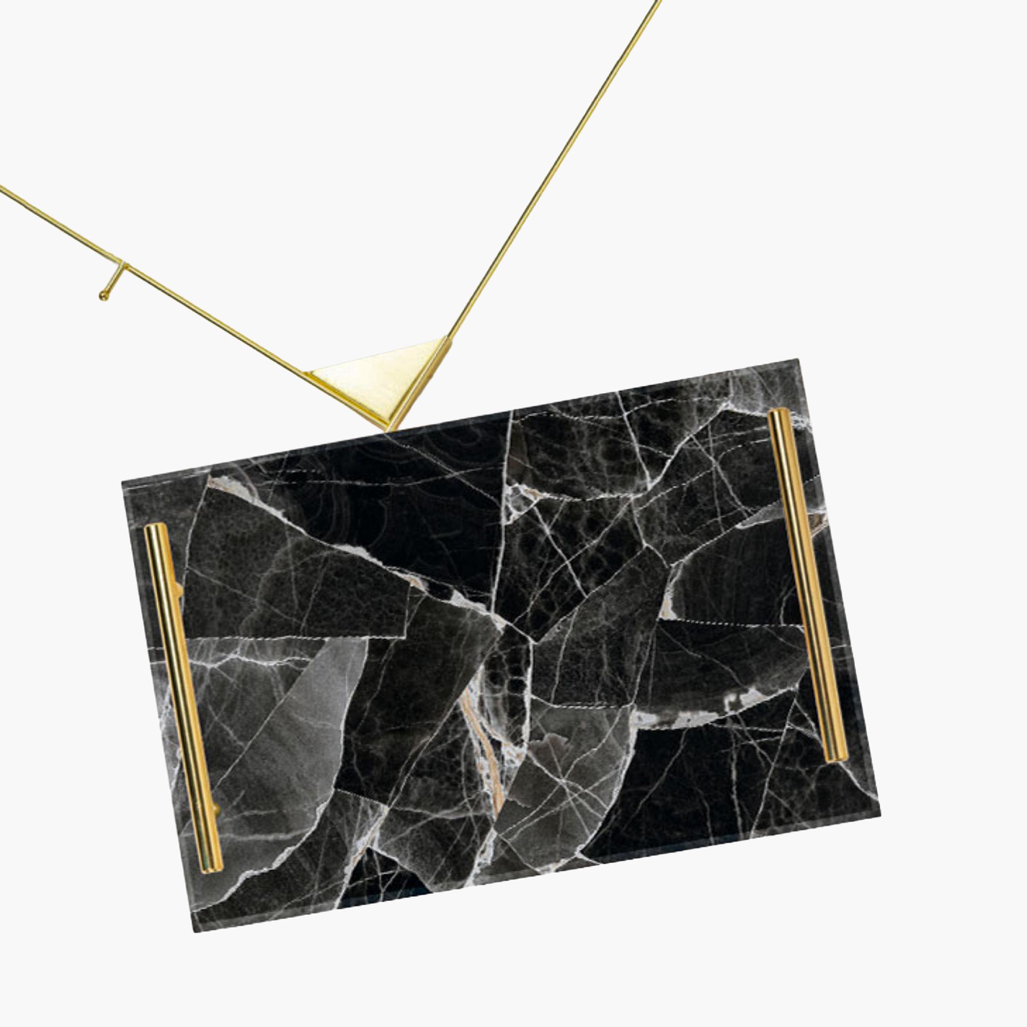 Decorative Acrylic Serving Tray with Gold Metal Handles and Marble Design 20×30 cm-household-dining-serveware-servingtrays-image-5