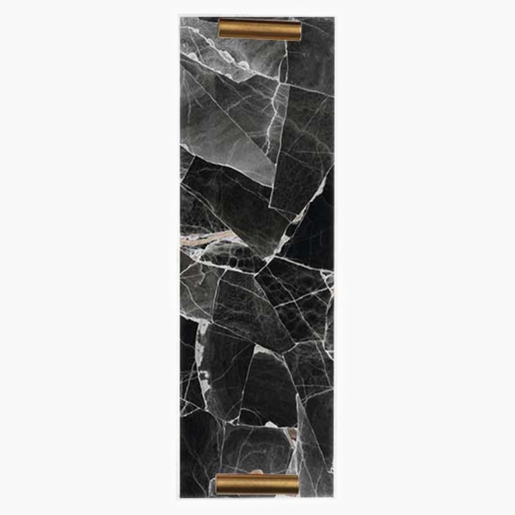 Decorative Acrylic Serving Tray with Gold Metal Handles and Marble Design 10×30 cm-household-dining-serveware-servingtrays-image-1