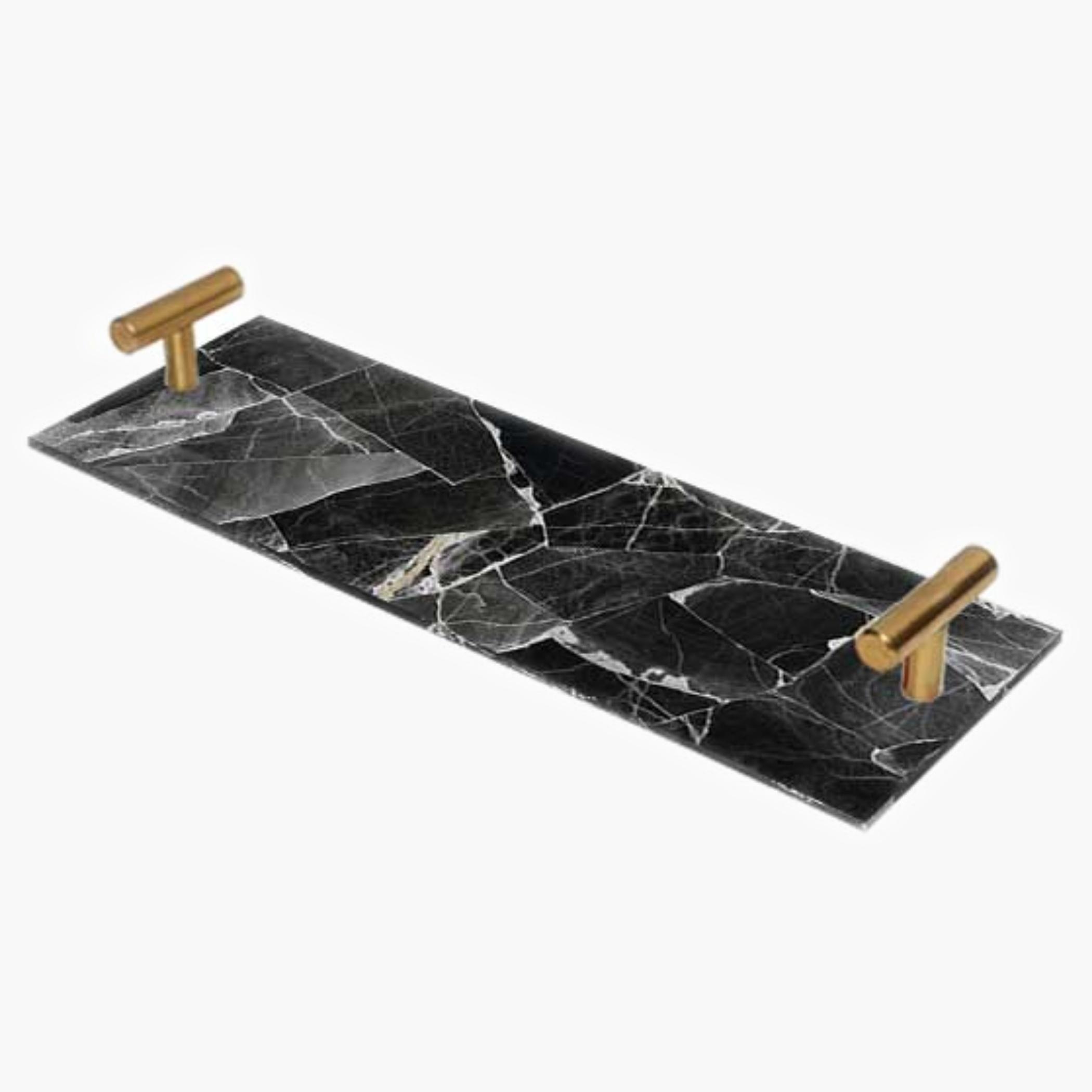 Decorative Acrylic Serving Tray with Gold Metal Handles and Marble Design 10×30 cm-household-dining-serveware-servingtrays-image-2