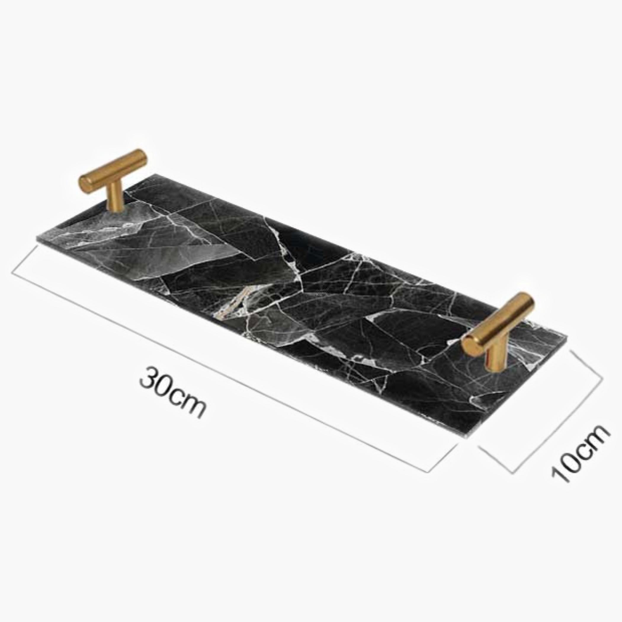 Decorative Acrylic Serving Tray with Gold Metal Handles and Marble Design 10×30 cm-household-dining-serveware-servingtrays-image-5