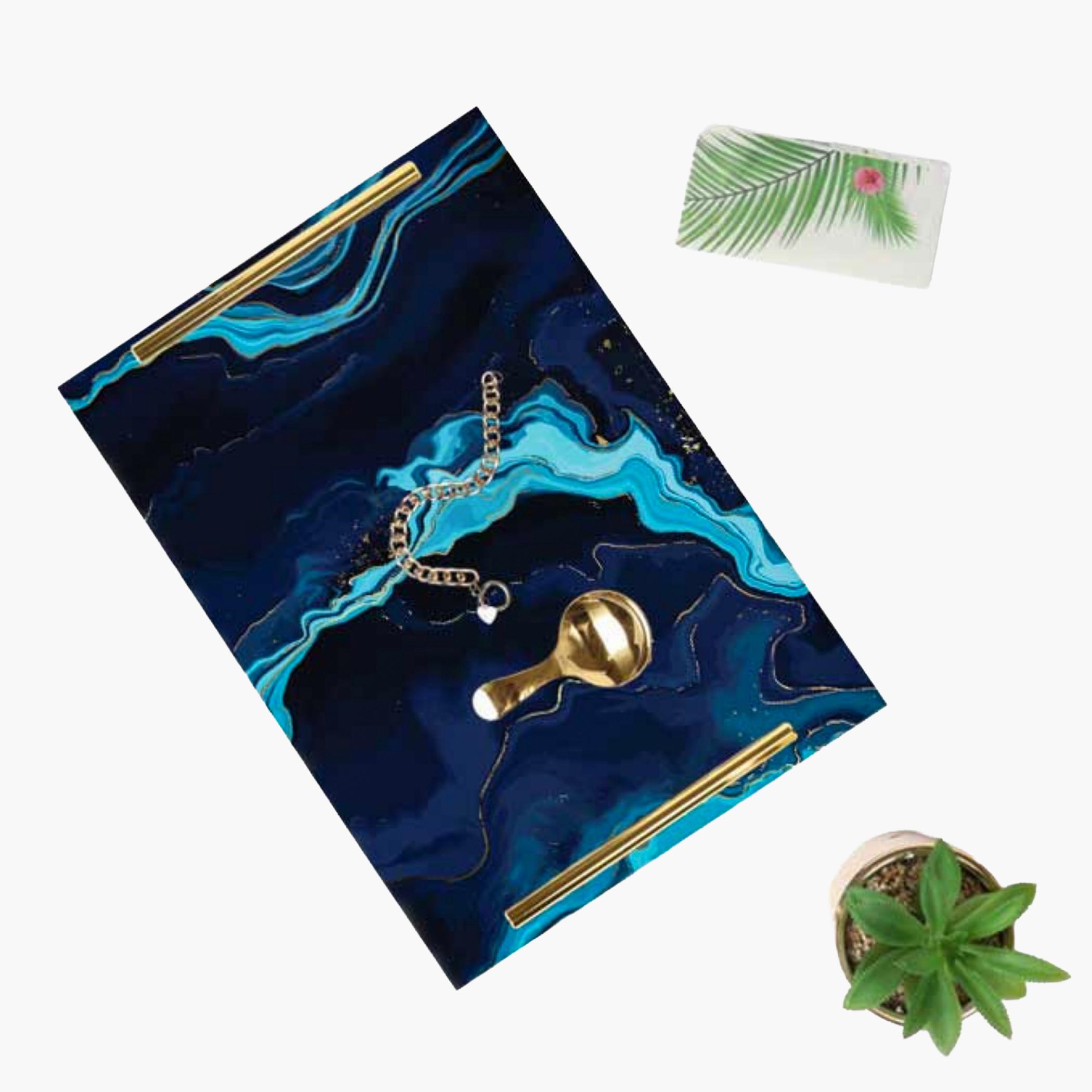 Decorative Acrylic Serving Tray with Gold Metal Handles and Marble Design 20×30 cm-household-dining-serveware-servingtrays-image-5