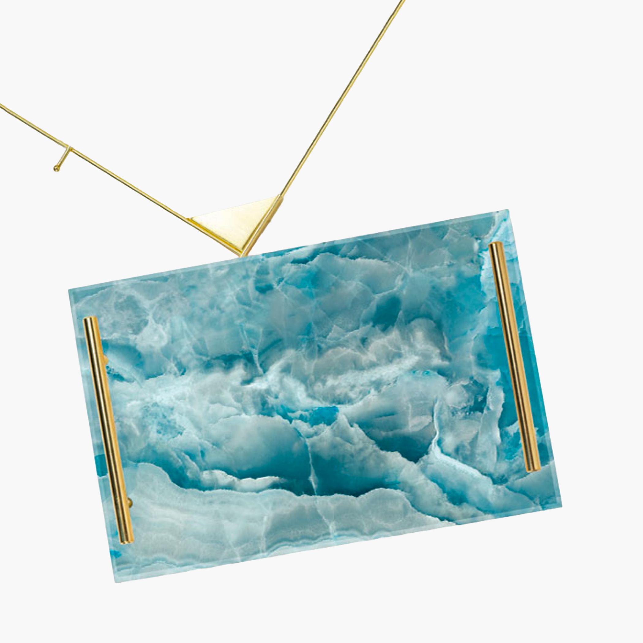 Decorative Acrylic Serving Tray with Gold Metal Handles and Marble Design 24×34 cm-household-dining-serveware-servingtrays-image-4